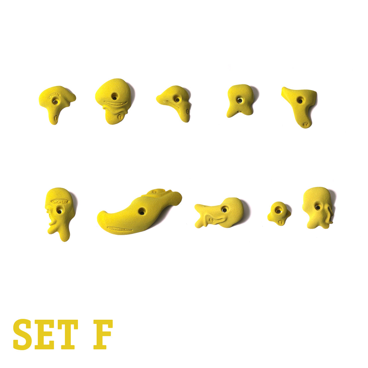 Intermediate Route Setting Hand Holds - Yellow - Set E, F, G, H