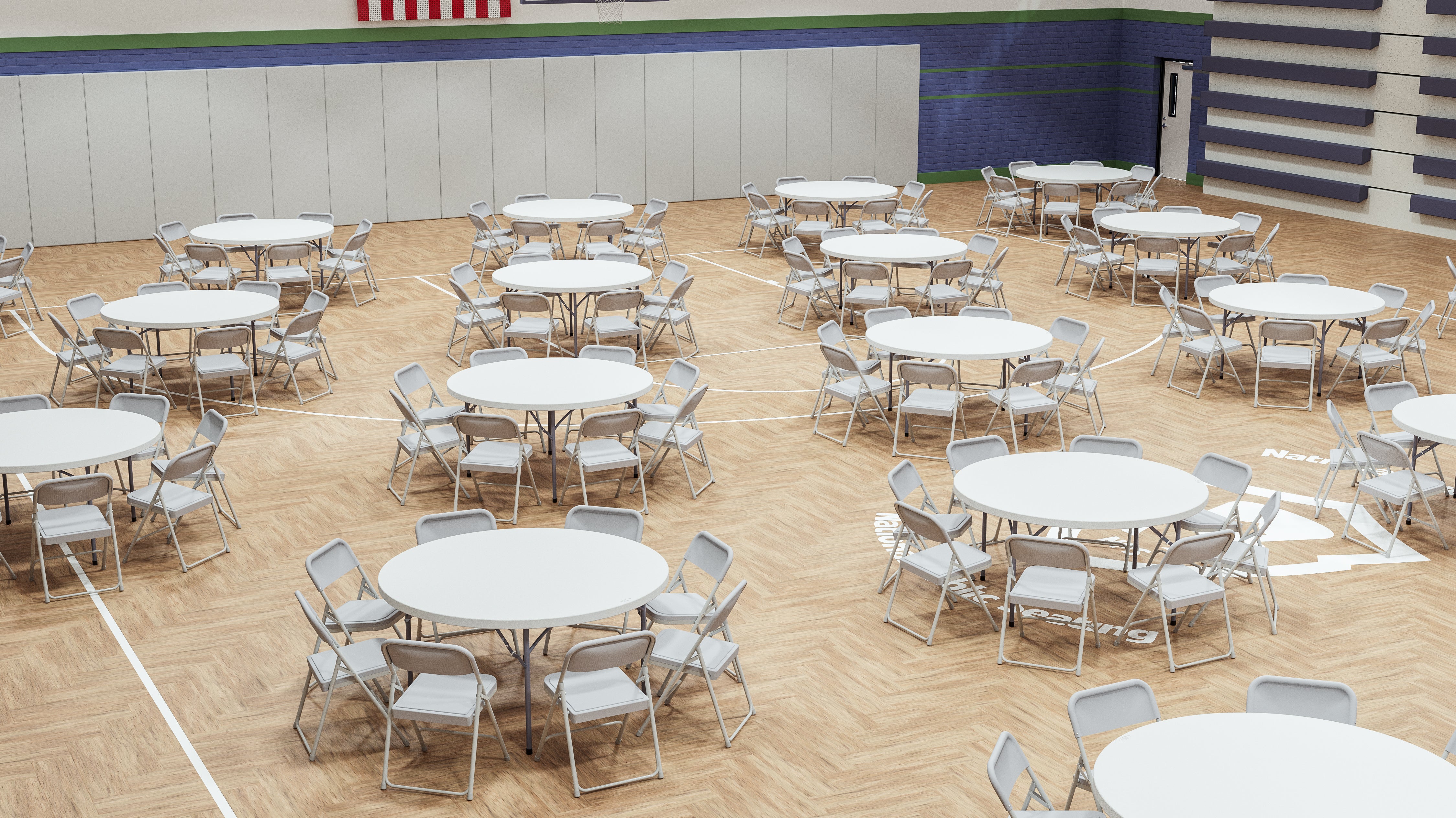 NPS® 48" Heavy Duty Round Folding Table, Surface Color: Speckled Grey, Frame Color: Grey