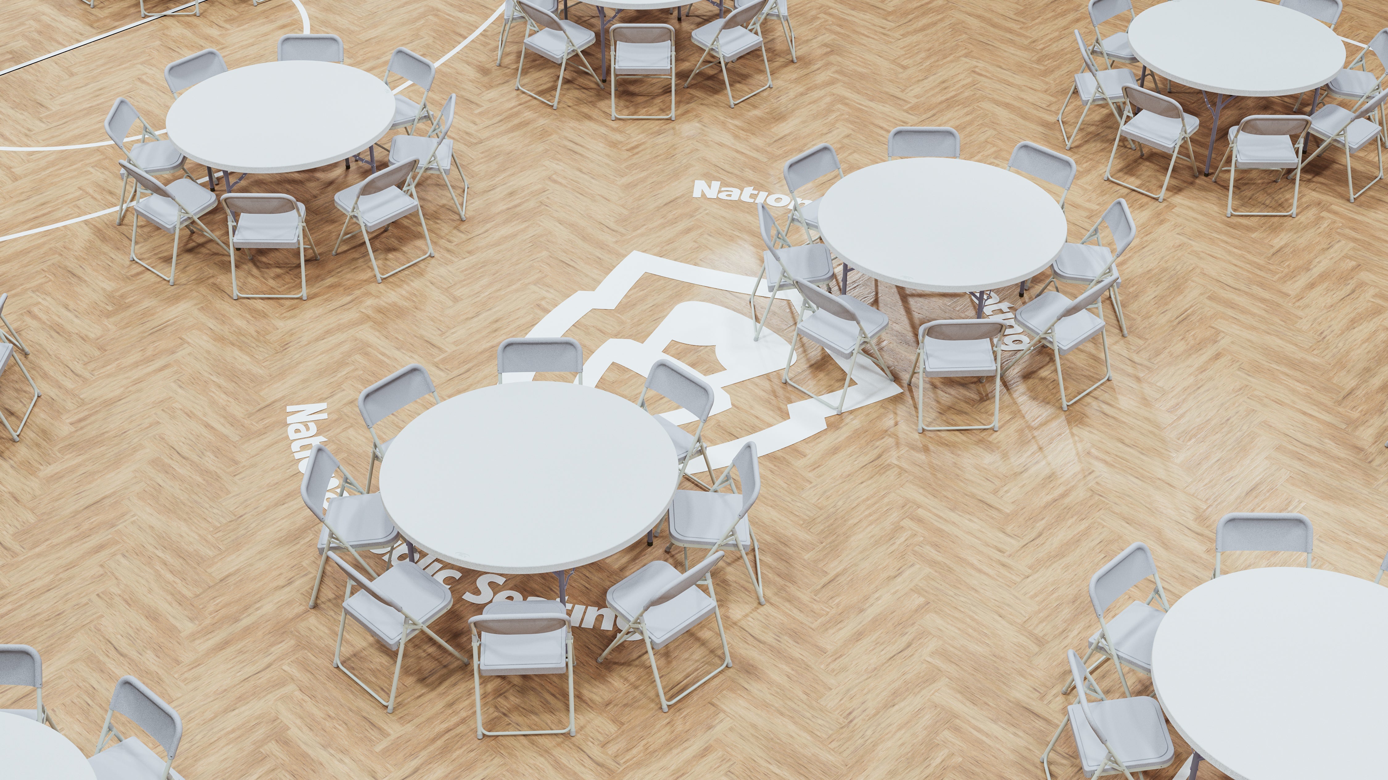 NPS® 48" Heavy Duty Round Folding Table, Surface Color: Speckled Grey, Frame Color: Grey
