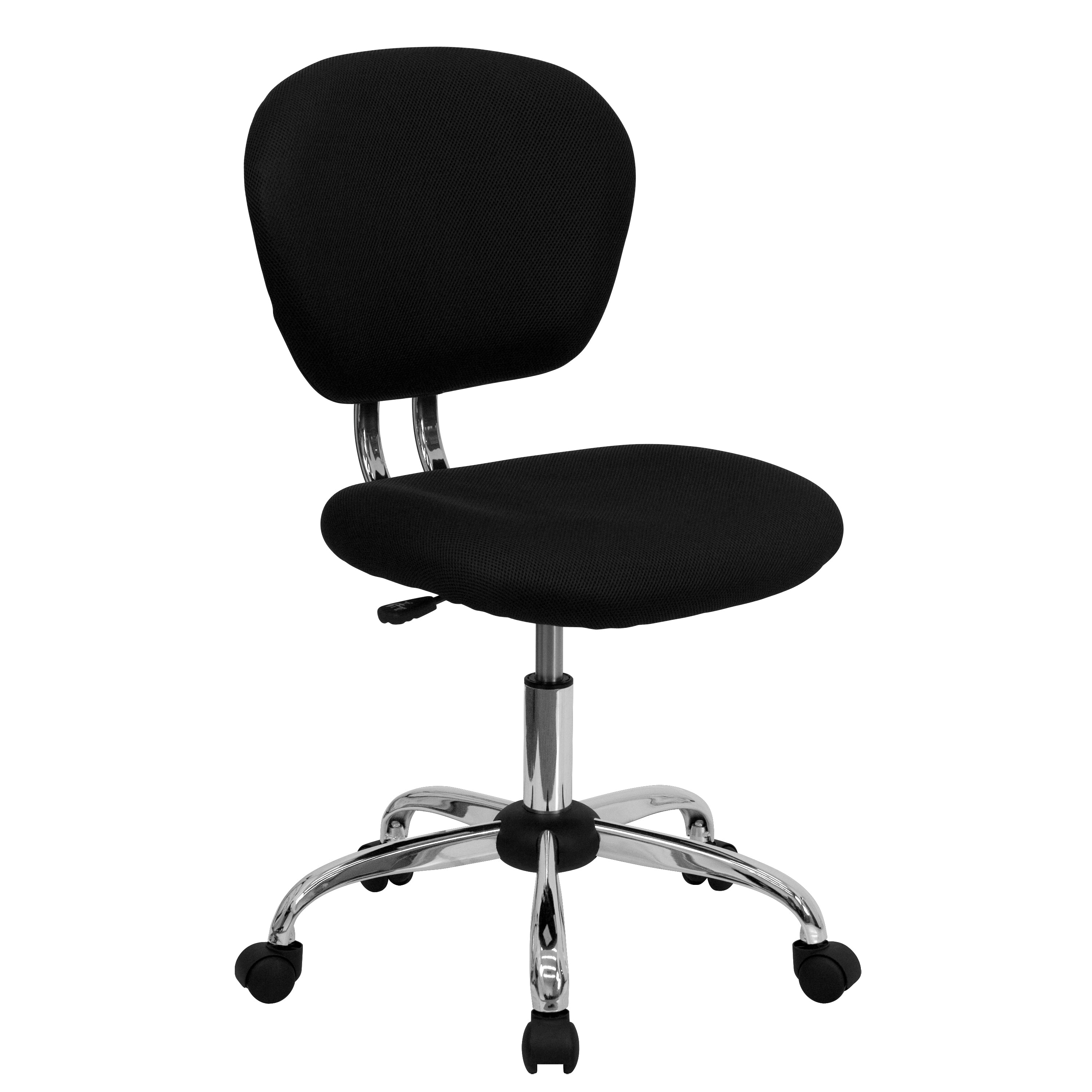 Beverly Mid-Back Black Mesh Padded Swivel Task Office Chair with Chrome Base