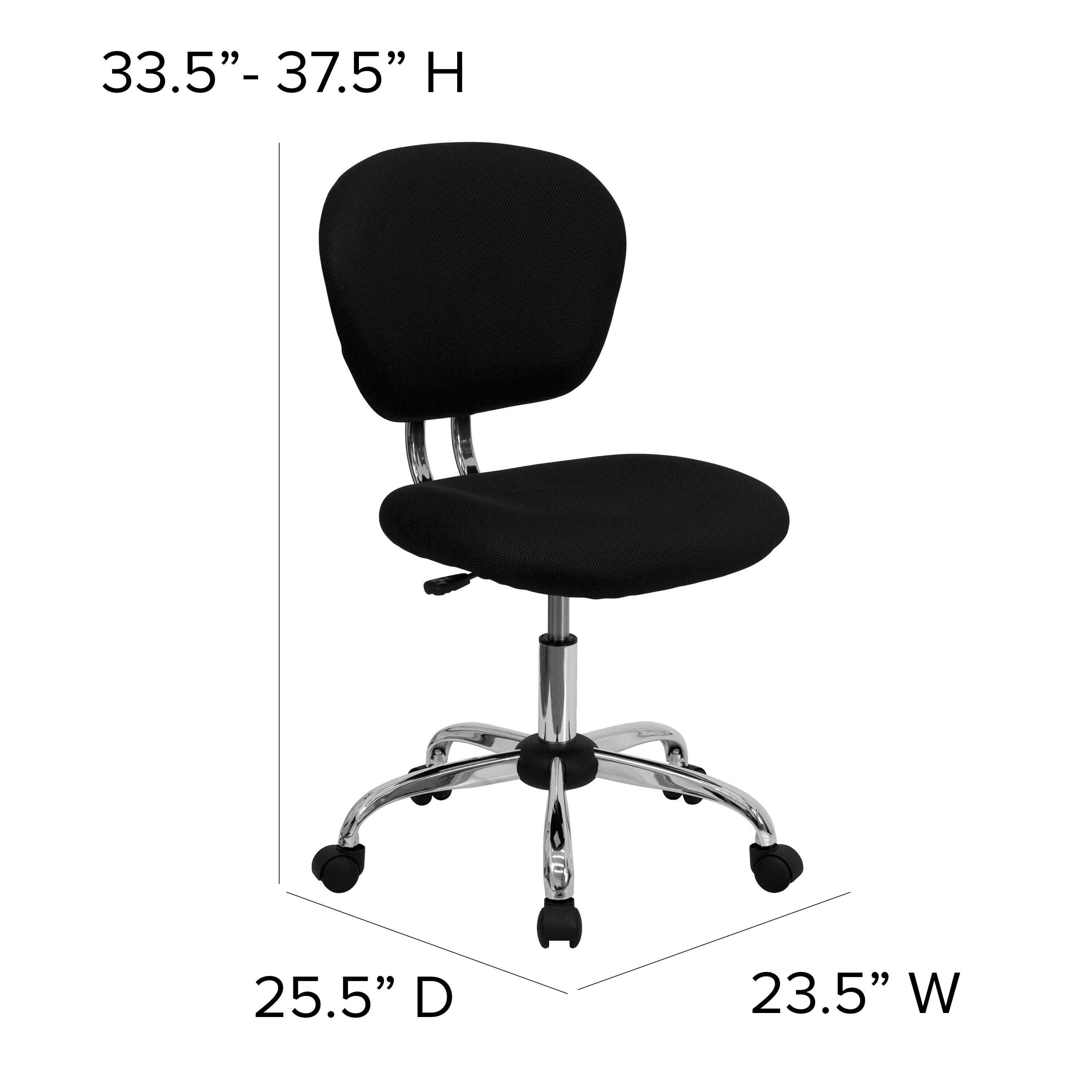Beverly Mid-Back Black Mesh Padded Swivel Task Office Chair with Chrome Base