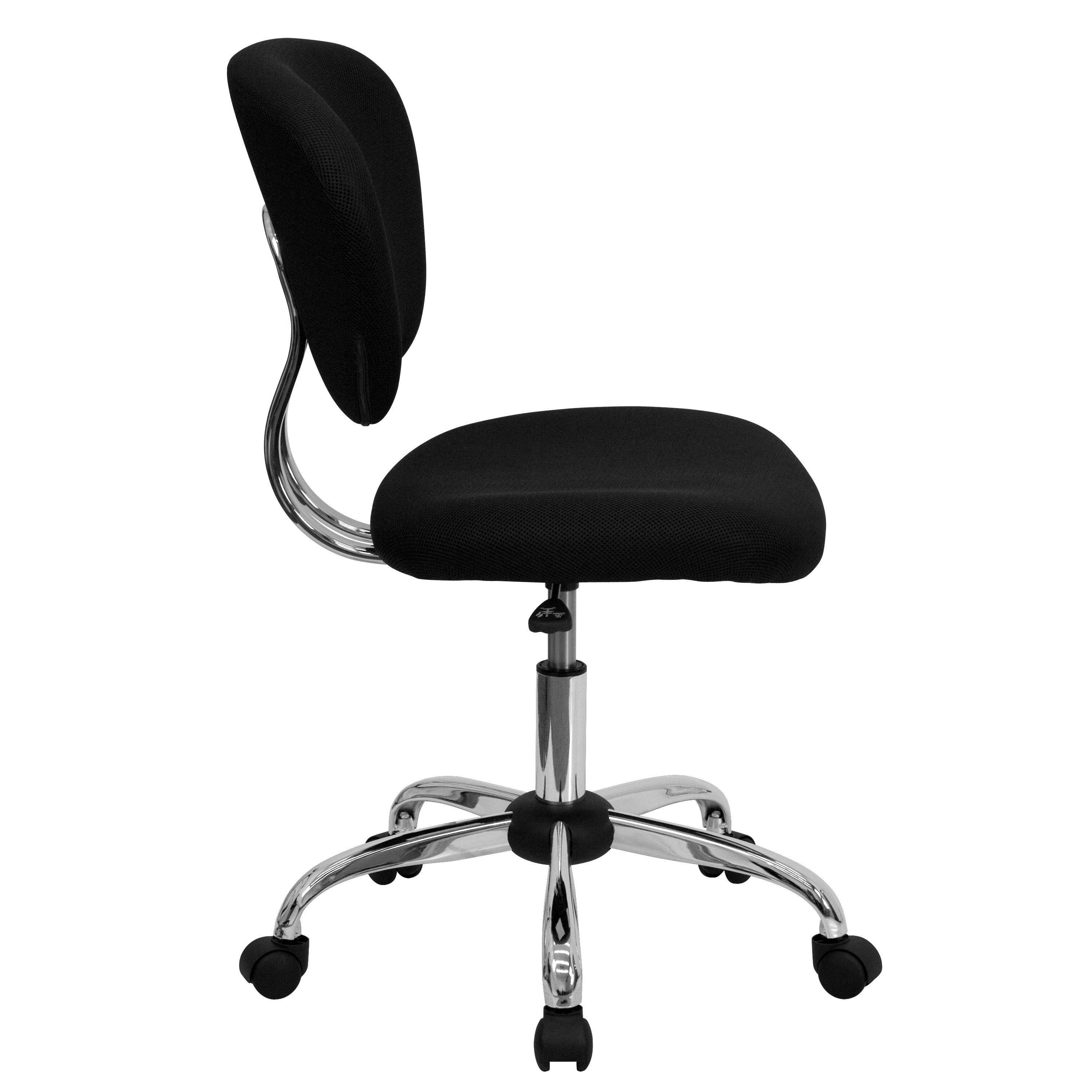 Beverly Mid-Back Black Mesh Padded Swivel Task Office Chair with Chrome Base