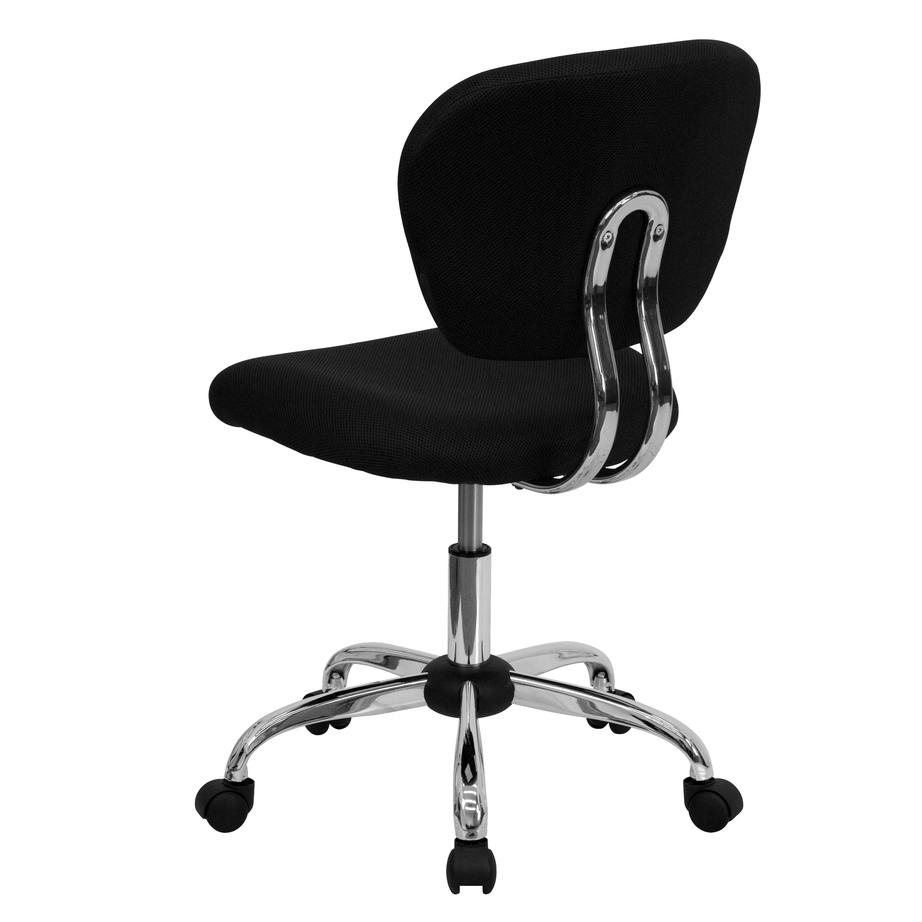 Beverly Mid-Back Black Mesh Padded Swivel Task Office Chair with Chrome Base