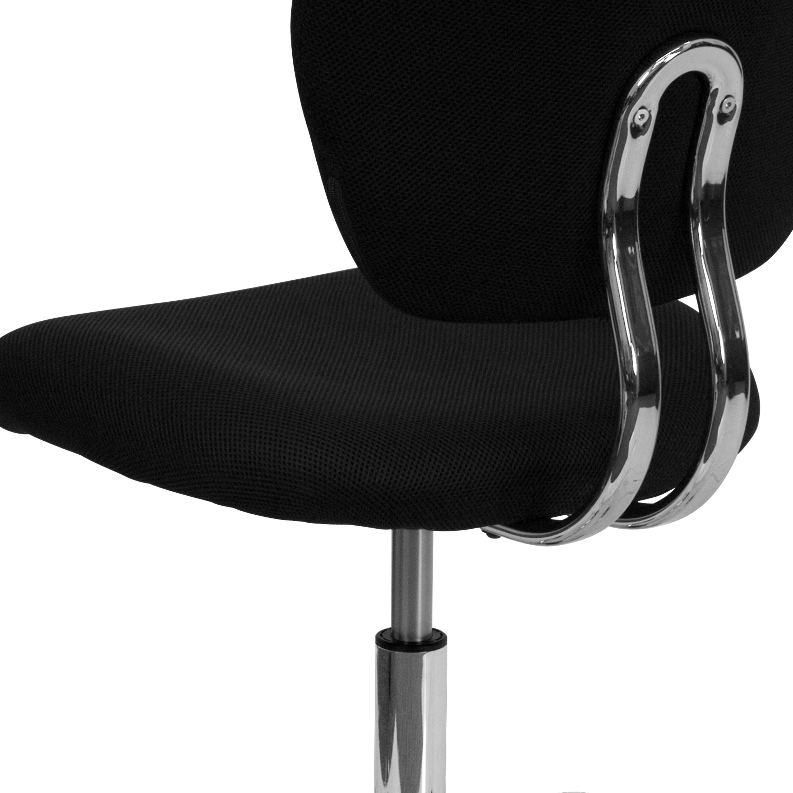 Beverly Mid-Back Black Mesh Padded Swivel Task Office Chair with Chrome Base