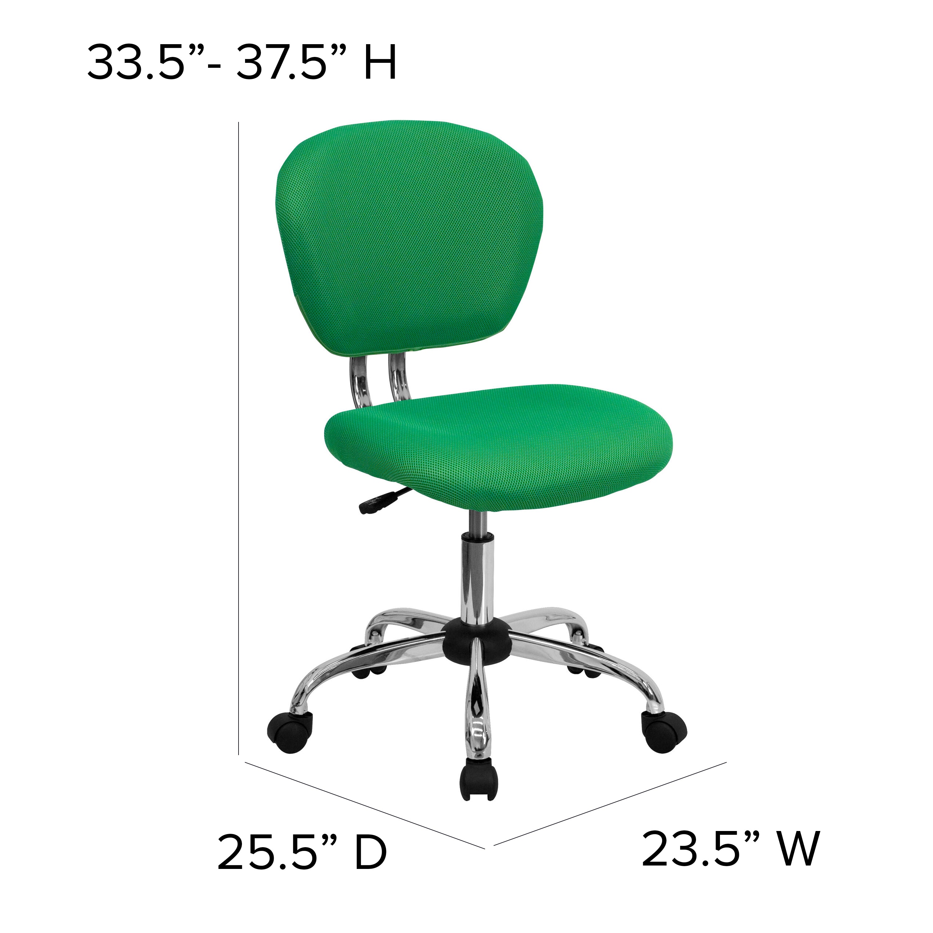 Beverly Mid-Back Bright Green Mesh Padded Swivel Task Office Chair with Chrome Base