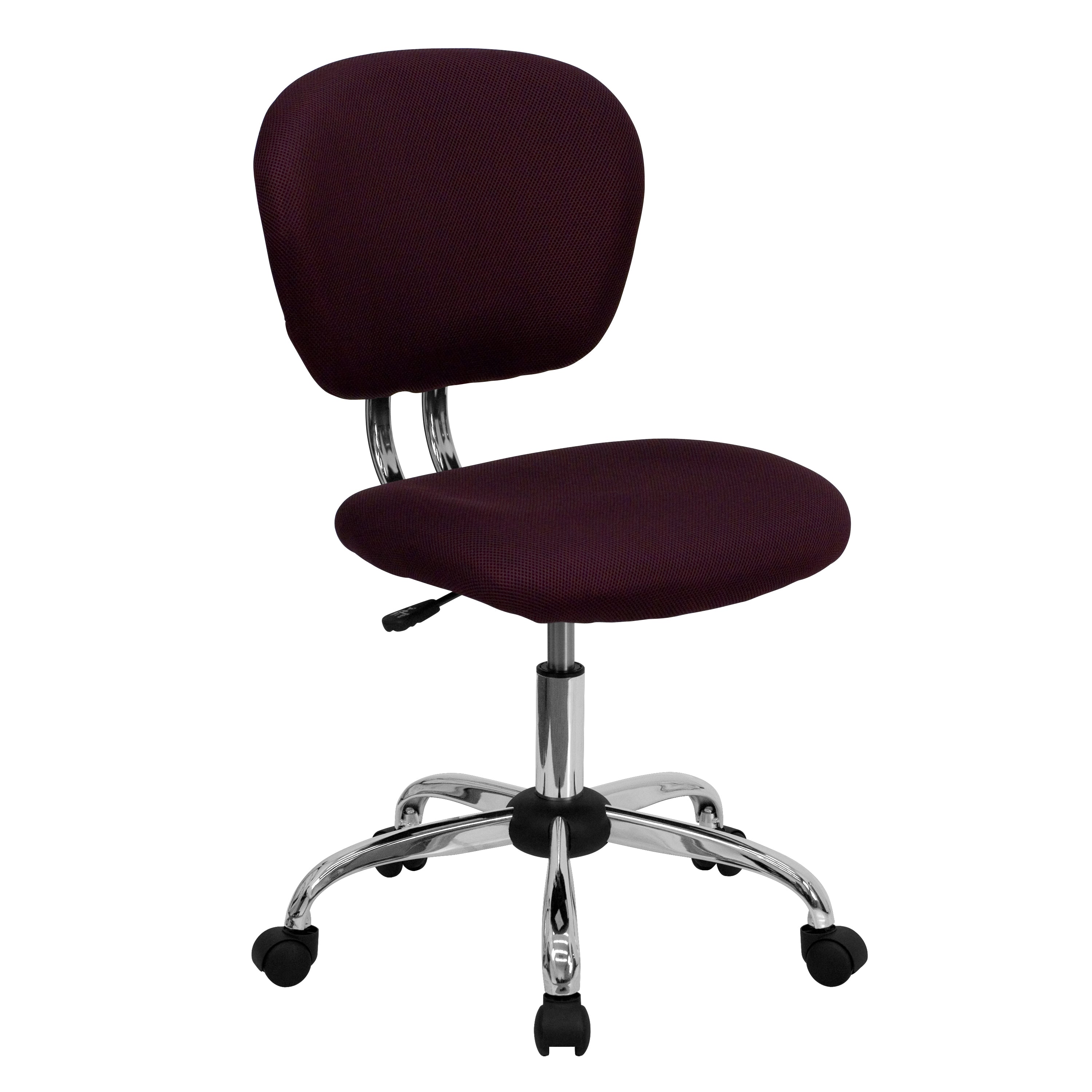 Beverly Mid-Back Burgundy Mesh Padded Swivel Task Office Chair with Chrome Base