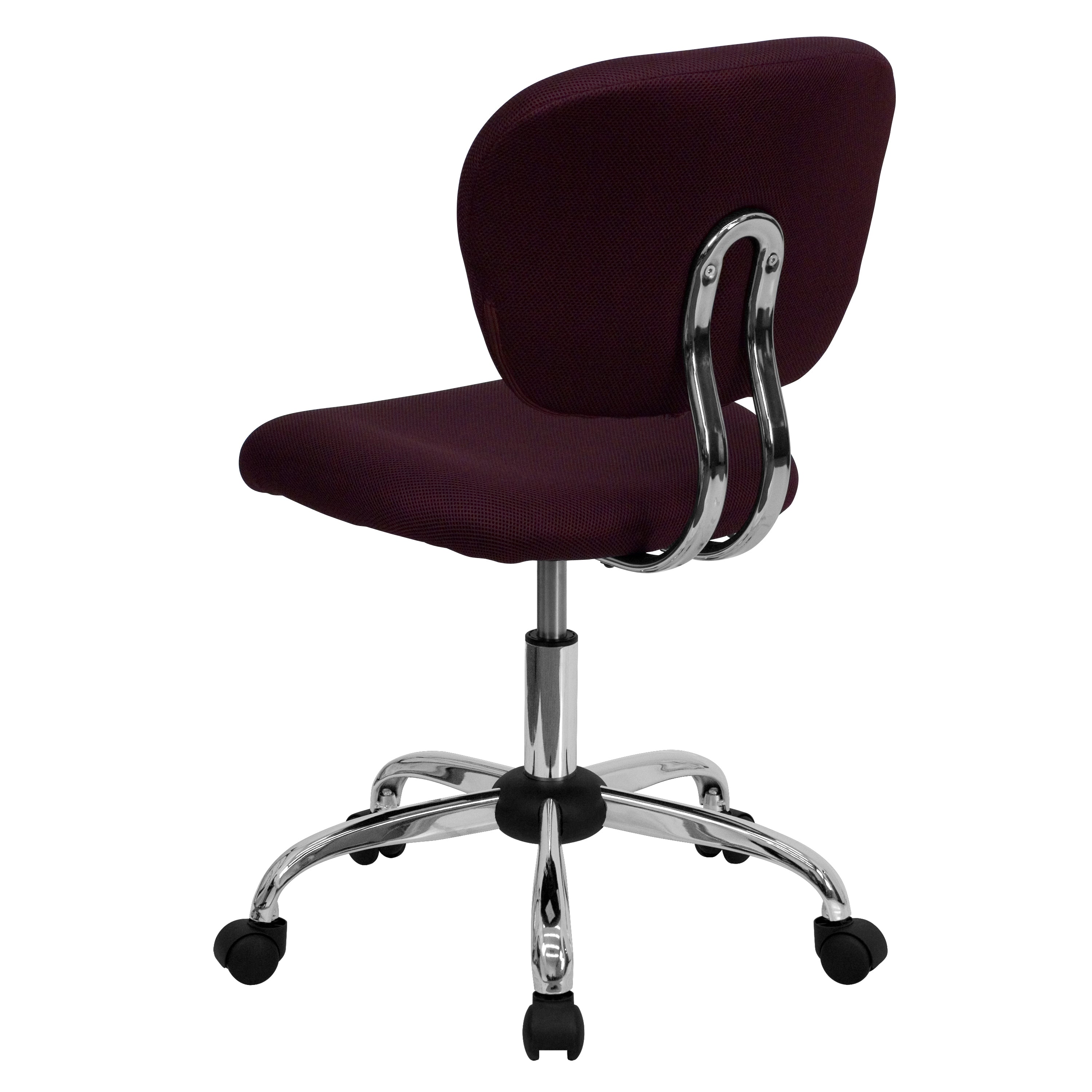 Beverly Mid-Back Burgundy Mesh Padded Swivel Task Office Chair with Chrome Base