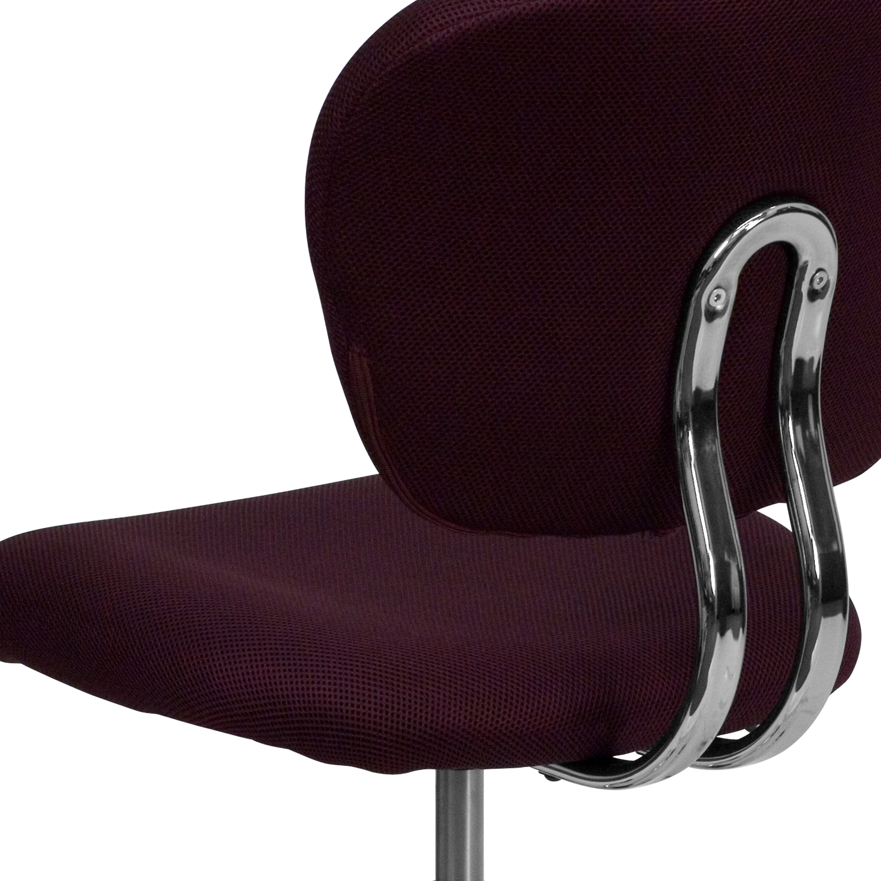 Beverly Mid-Back Burgundy Mesh Padded Swivel Task Office Chair with Chrome Base