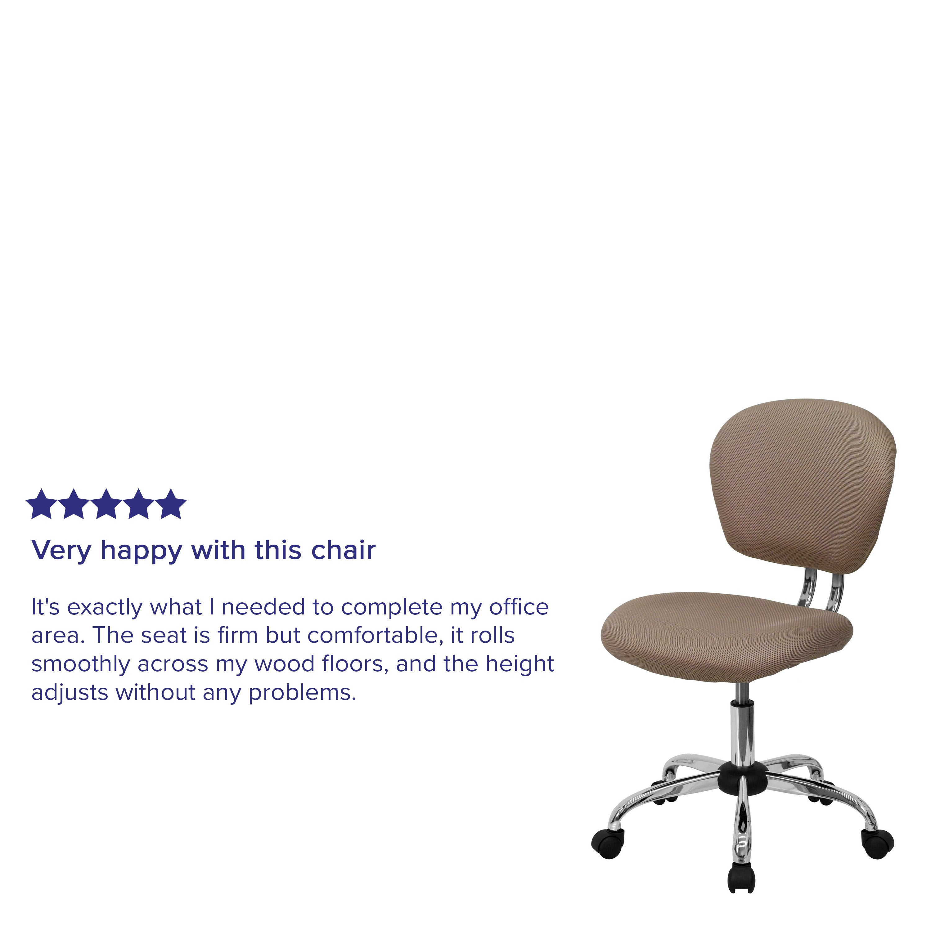 Beverly Mid-Back Coffee Brown Mesh Padded Swivel Task Office Chair with Chrome Base