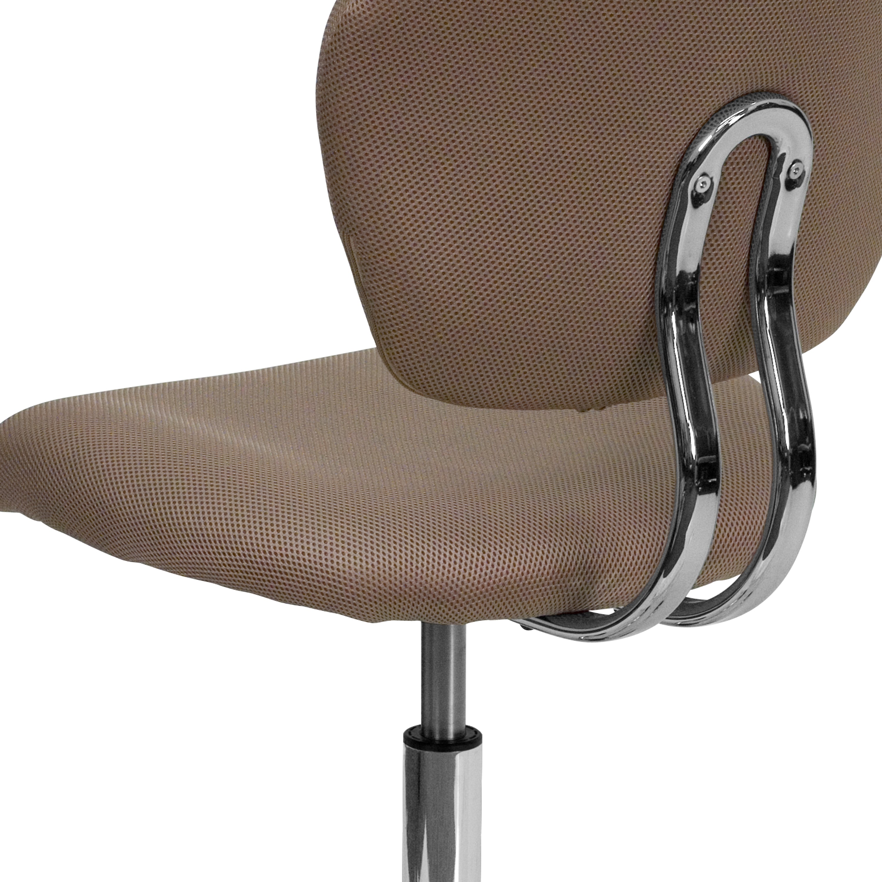Beverly Mid-Back Coffee Brown Mesh Padded Swivel Task Office Chair with Chrome Base