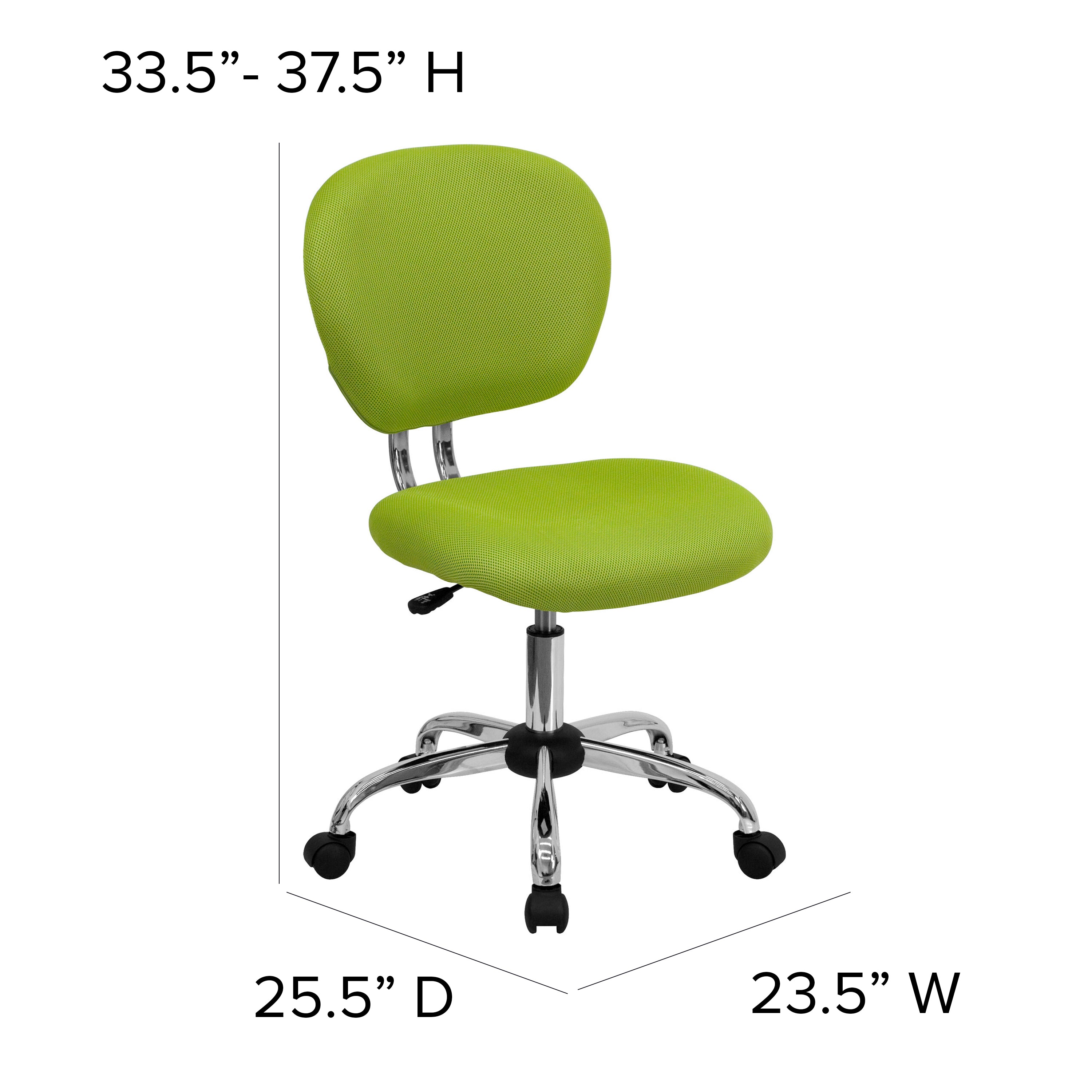 Beverly Mid-Back Apple Green Mesh Padded Swivel Task Office Chair with Chrome Base