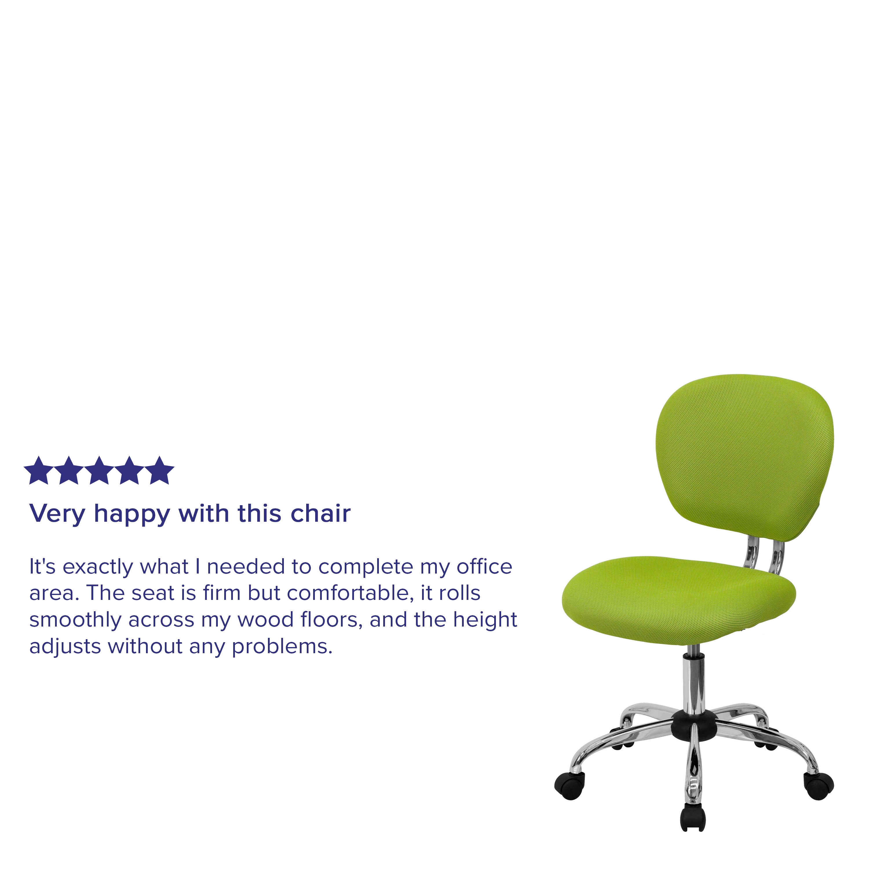 Beverly Mid-Back Apple Green Mesh Padded Swivel Task Office Chair with Chrome Base