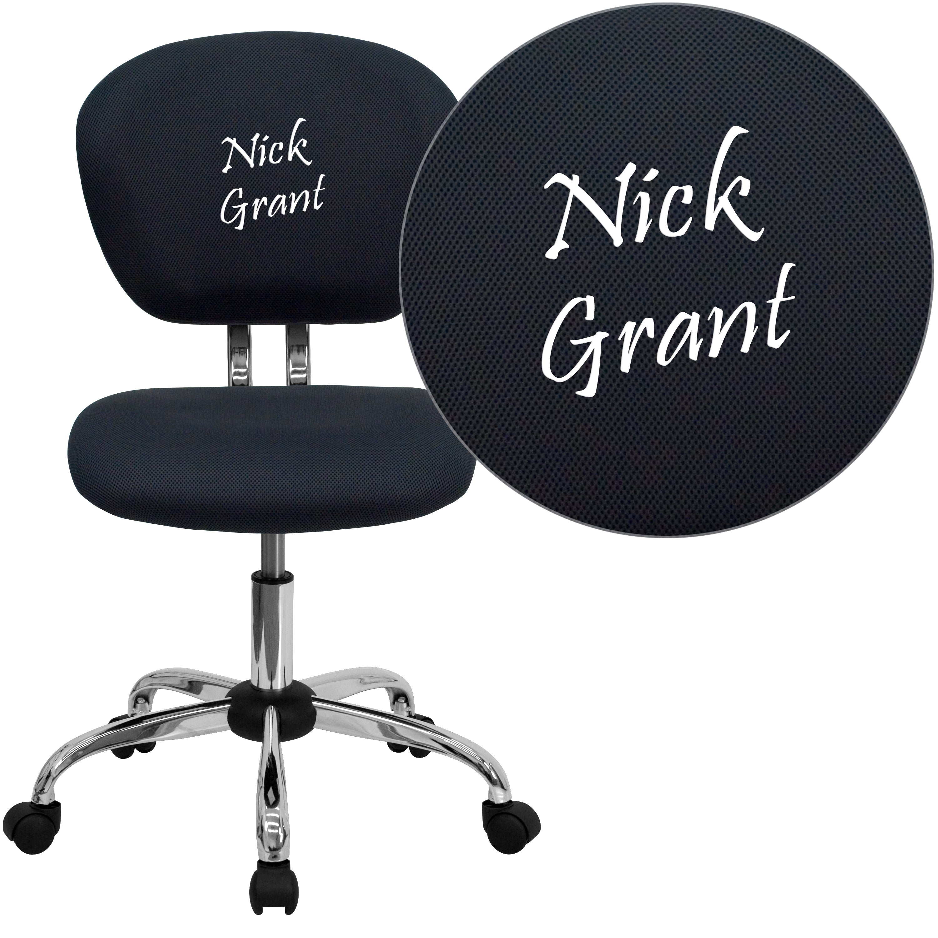 Beverly Personalized Mid-Back Gray Mesh Swivel Task Office Chair with Chrome Base
