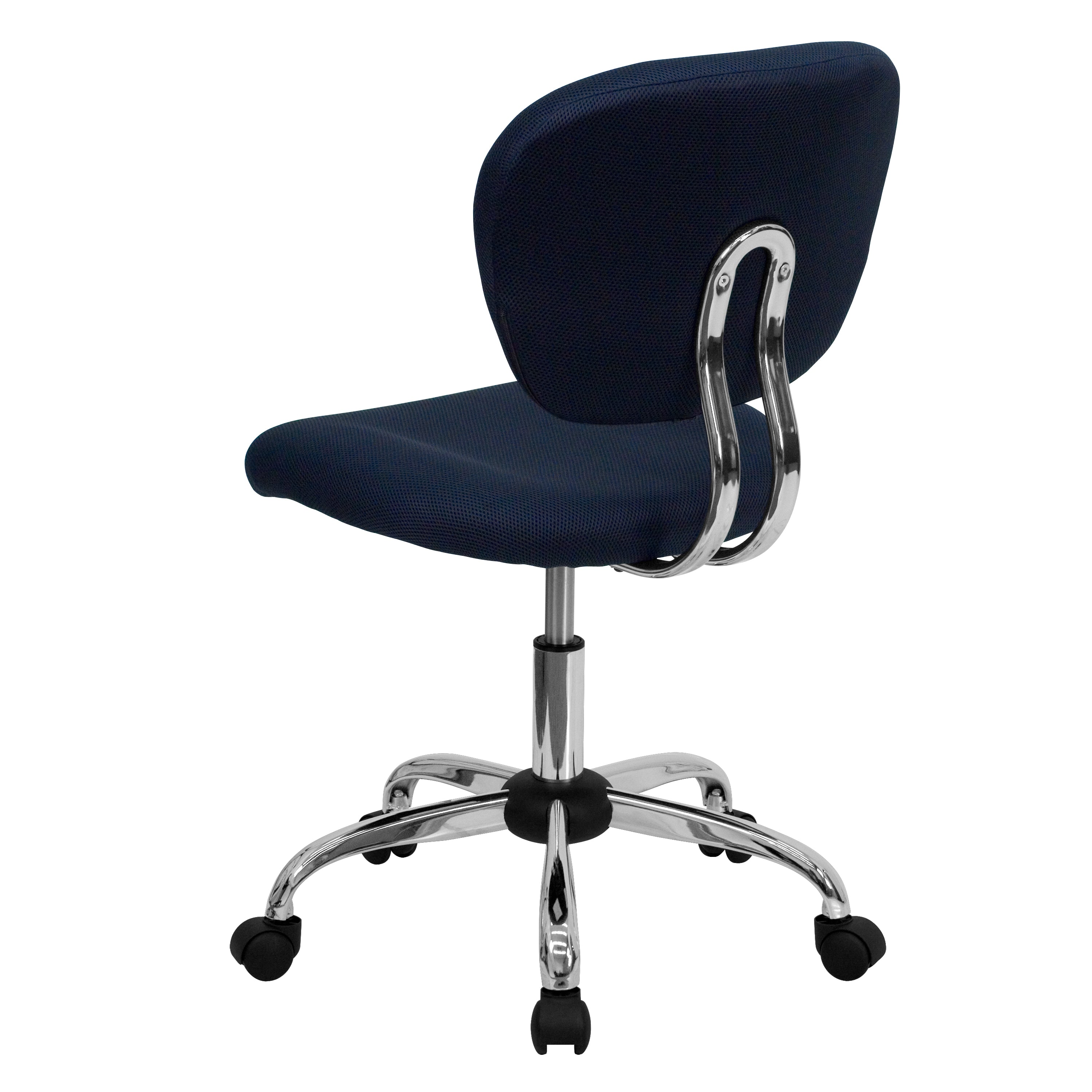 Beverly Mid-Back Navy Mesh Padded Swivel Task Office Chair with Chrome Base