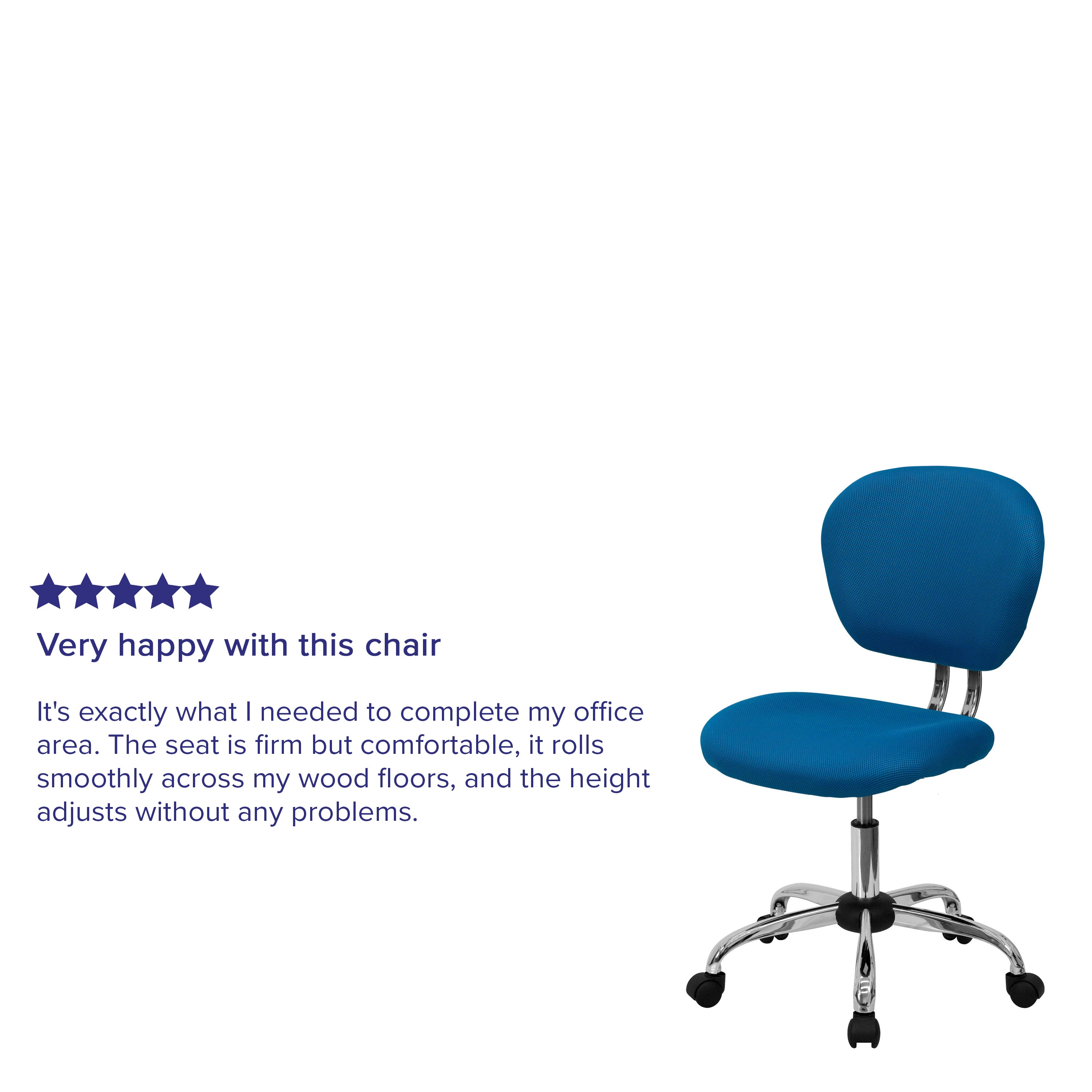 Beverly Mid-Back Turquoise Mesh Padded Swivel Task Office Chair with Chrome Base
