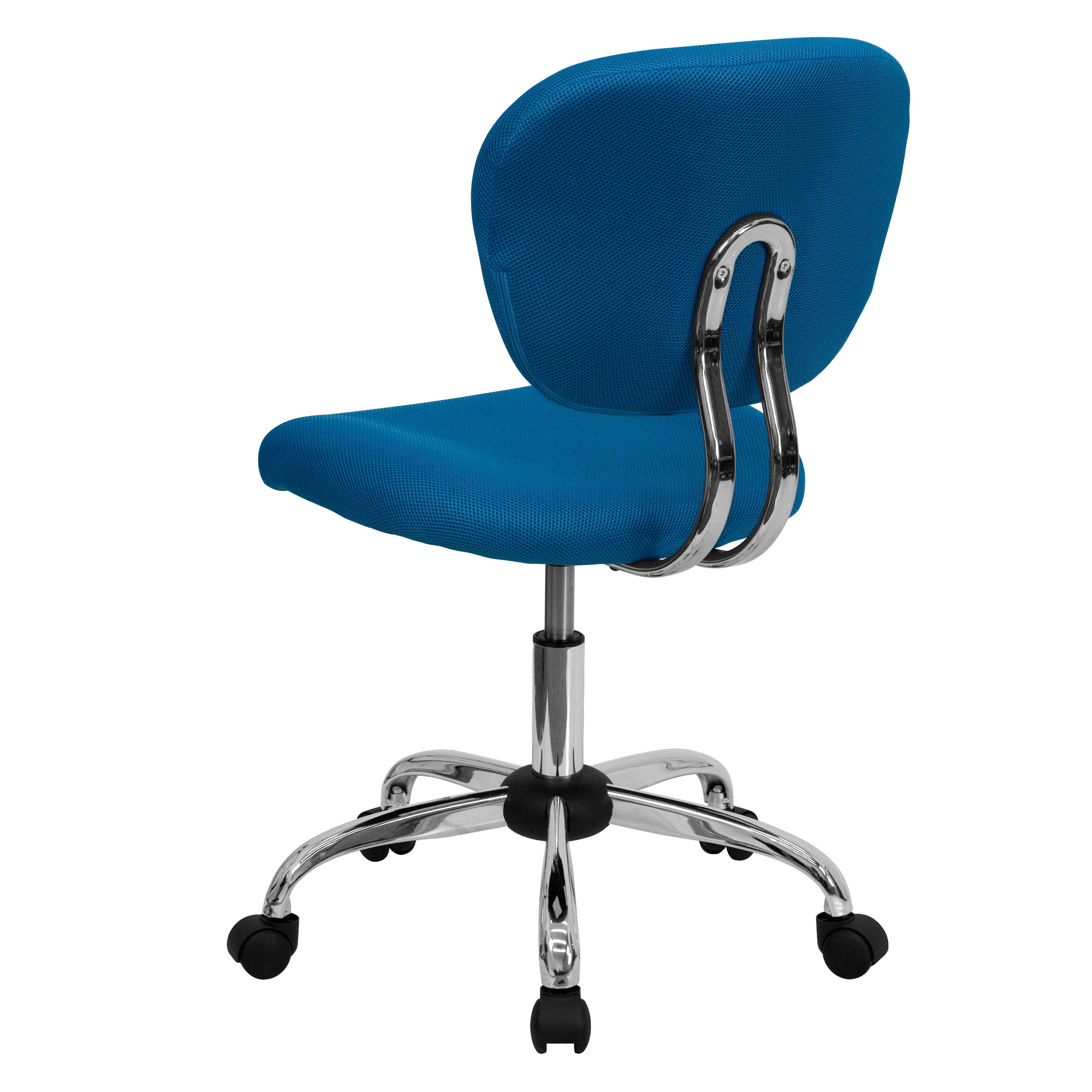 Beverly Mid-Back Turquoise Mesh Padded Swivel Task Office Chair with Chrome Base