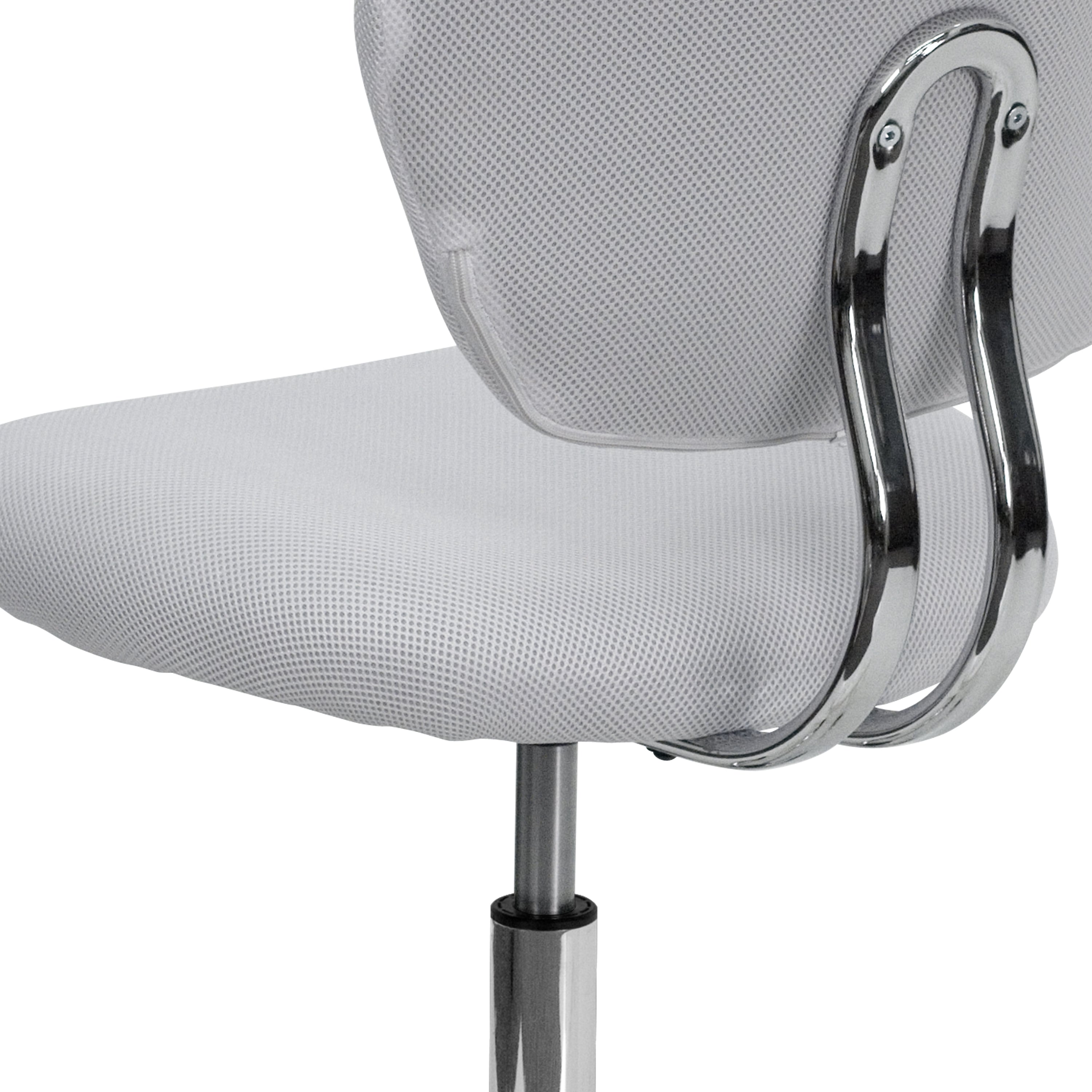 Beverly Mid-Back White Mesh Padded Swivel Task Office Chair with Chrome Base