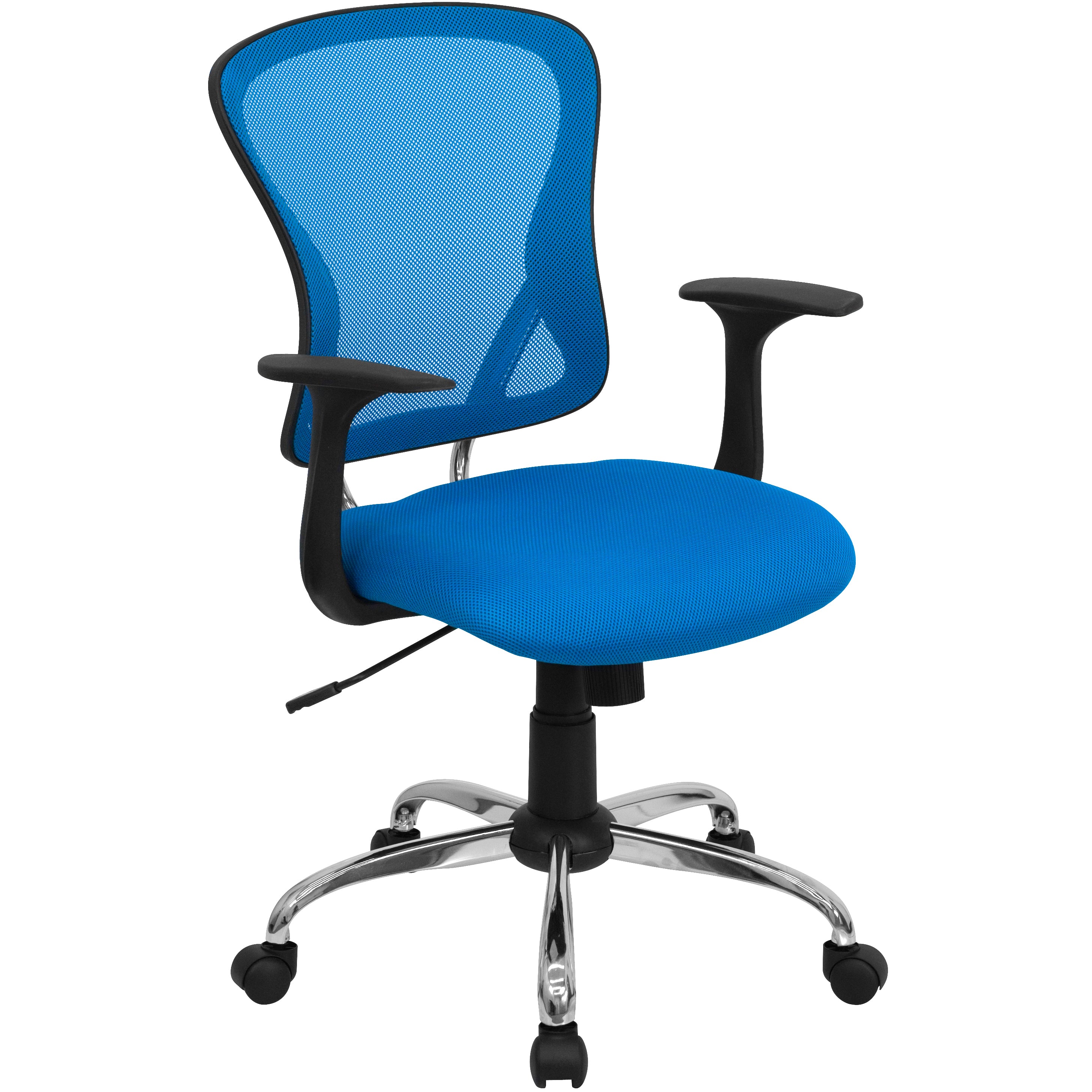 Alfred Mid-Back Blue Mesh Swivel Task Office Chair with Chrome Base and Arms
