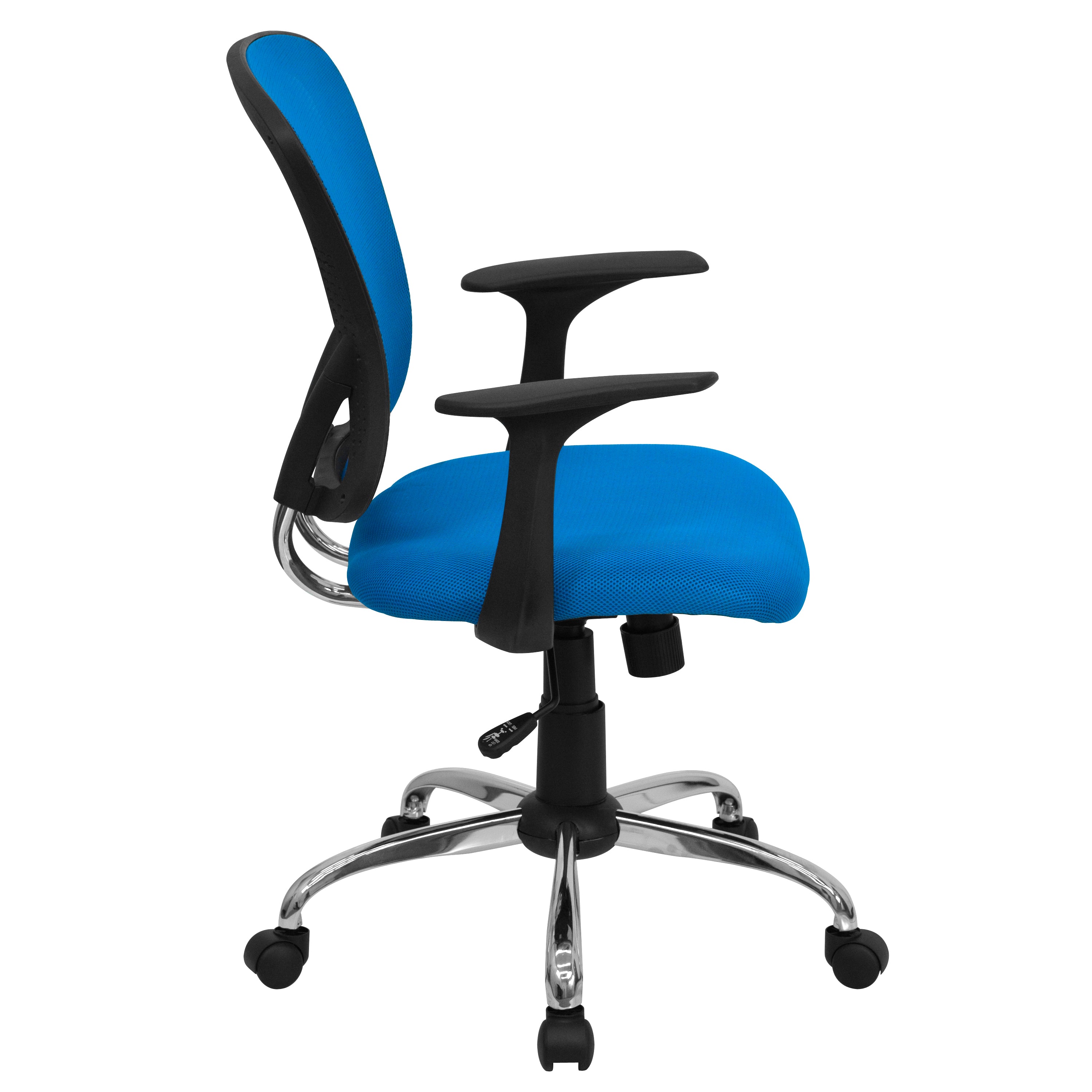 Alfred Mid-Back Blue Mesh Swivel Task Office Chair with Chrome Base and Arms