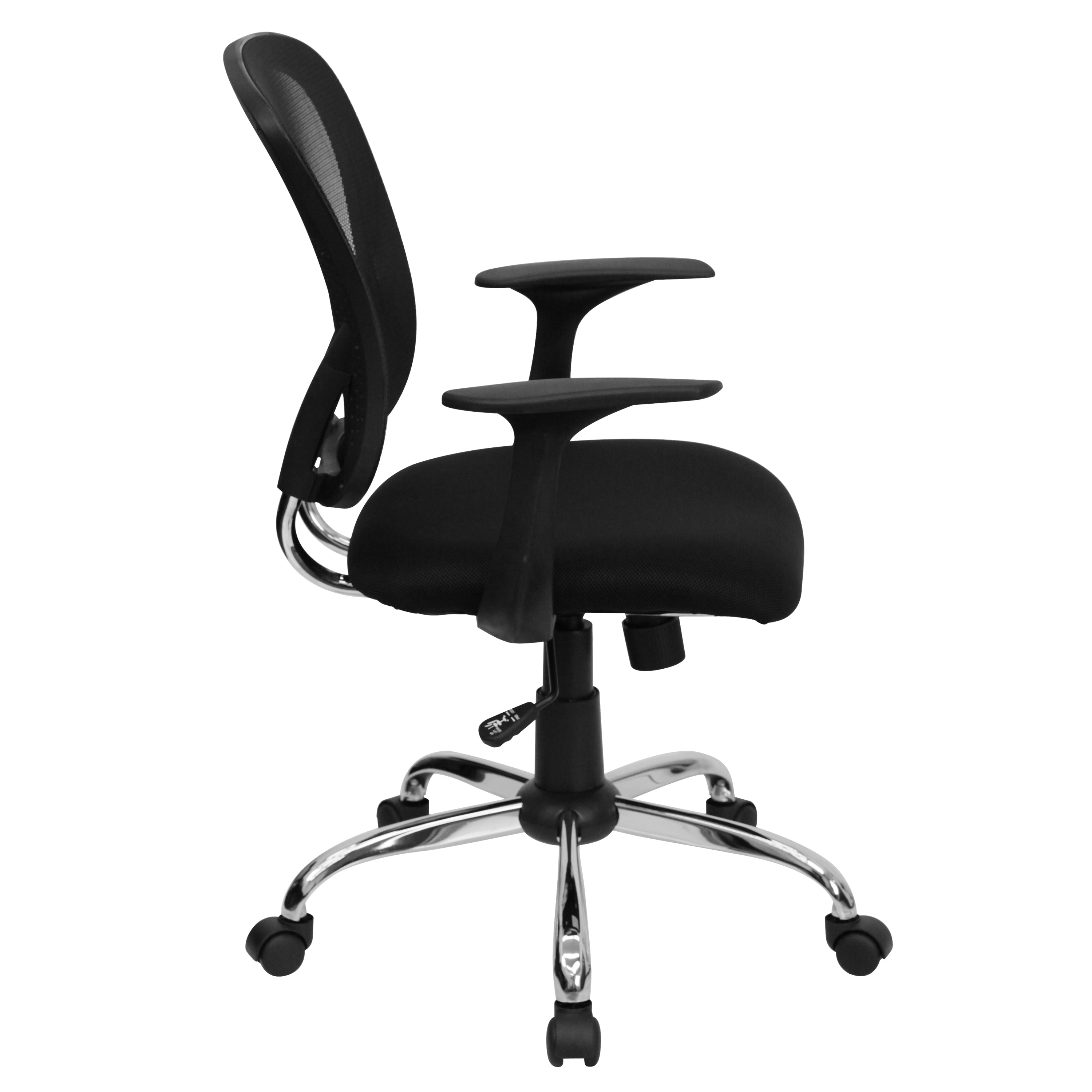 Alfred Mid-Back Black Mesh Swivel Task Office Chair with Chrome Base and Arms
