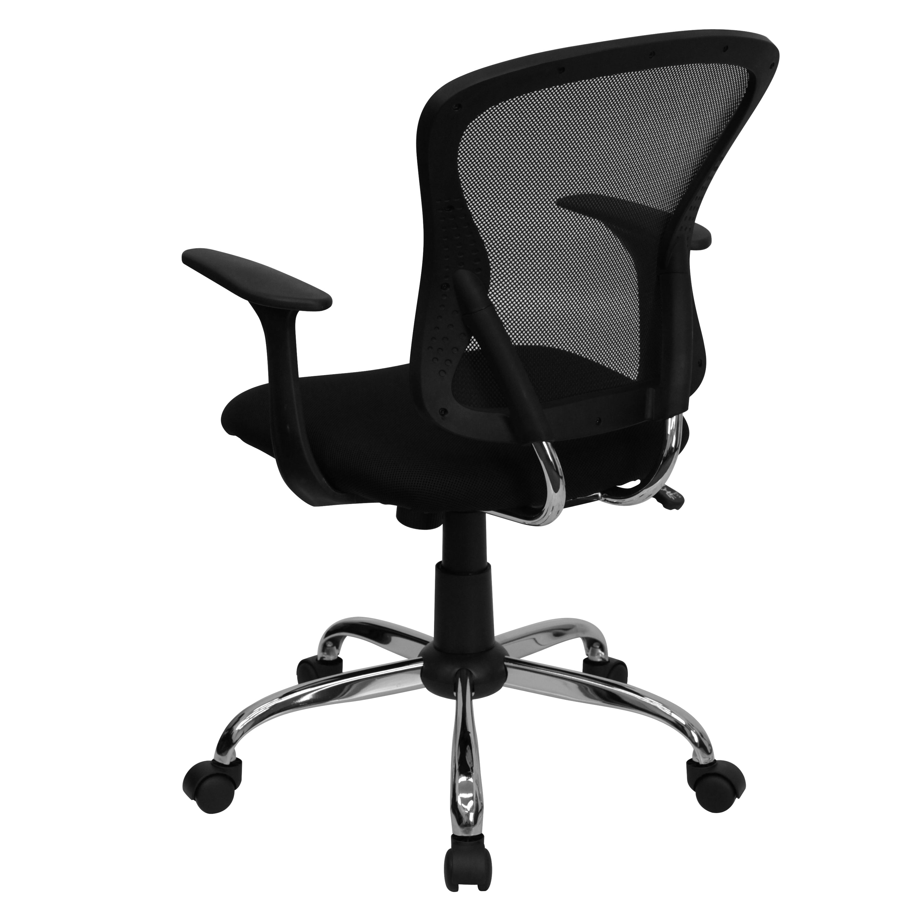 Alfred Mid-Back Black Mesh Swivel Task Office Chair with Chrome Base and Arms