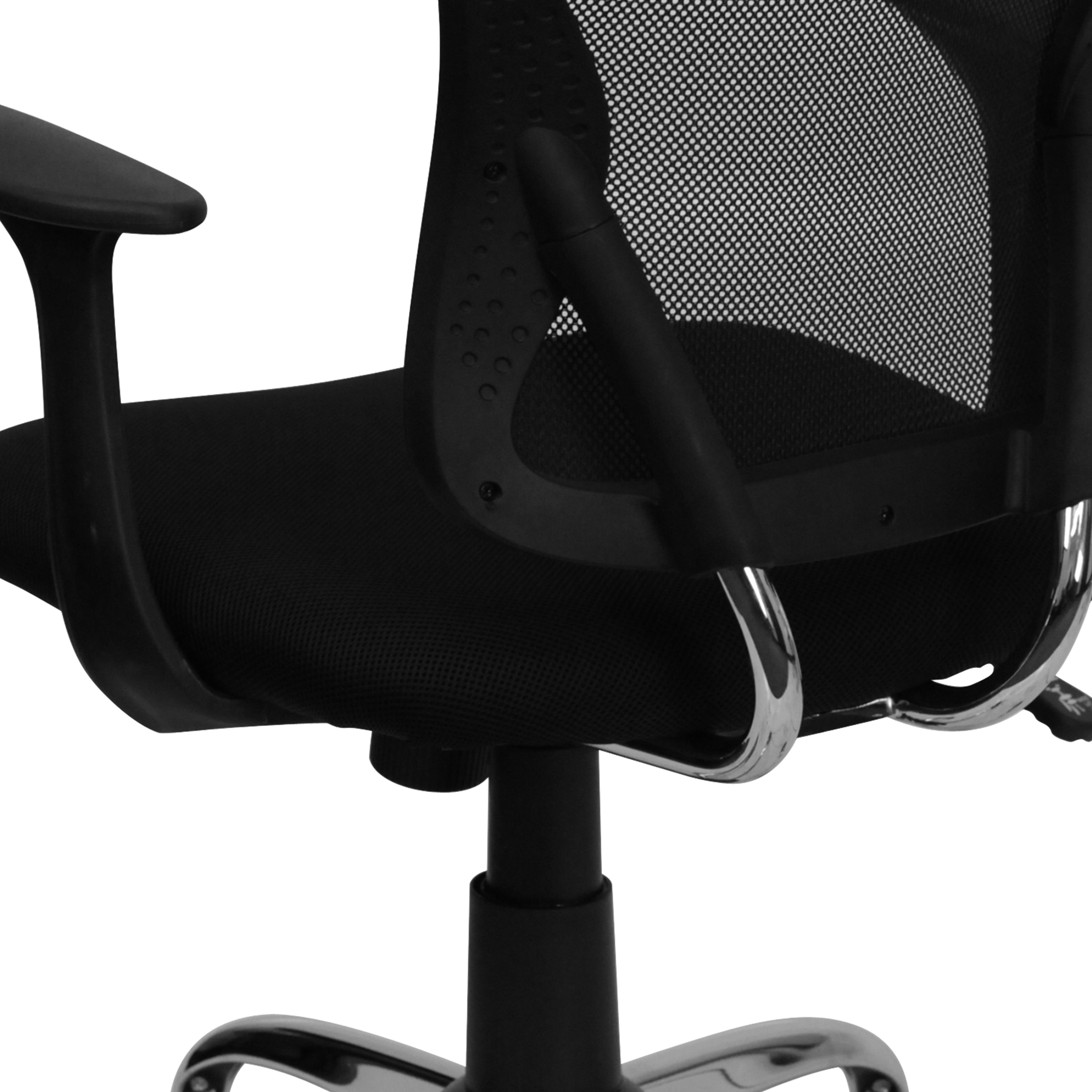 Alfred Mid-Back Black Mesh Swivel Task Office Chair with Chrome Base and Arms