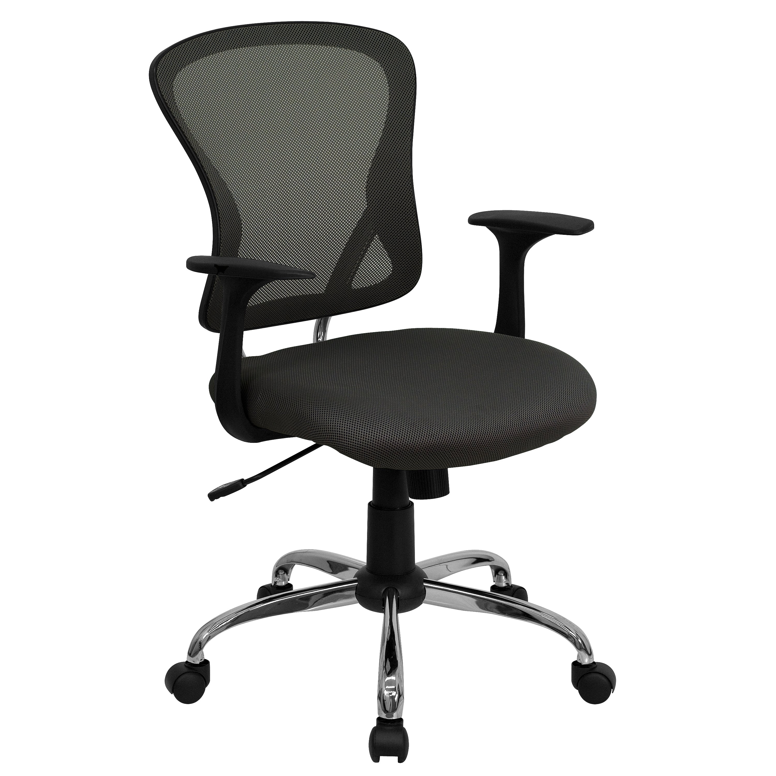 Alfred Mid-Back Dark Gray Mesh Swivel Task Office Chair with Chrome Base and Arms