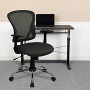 Alfred Mid-Back Dark Gray Mesh Swivel Task Office Chair with Chrome Base and Arms