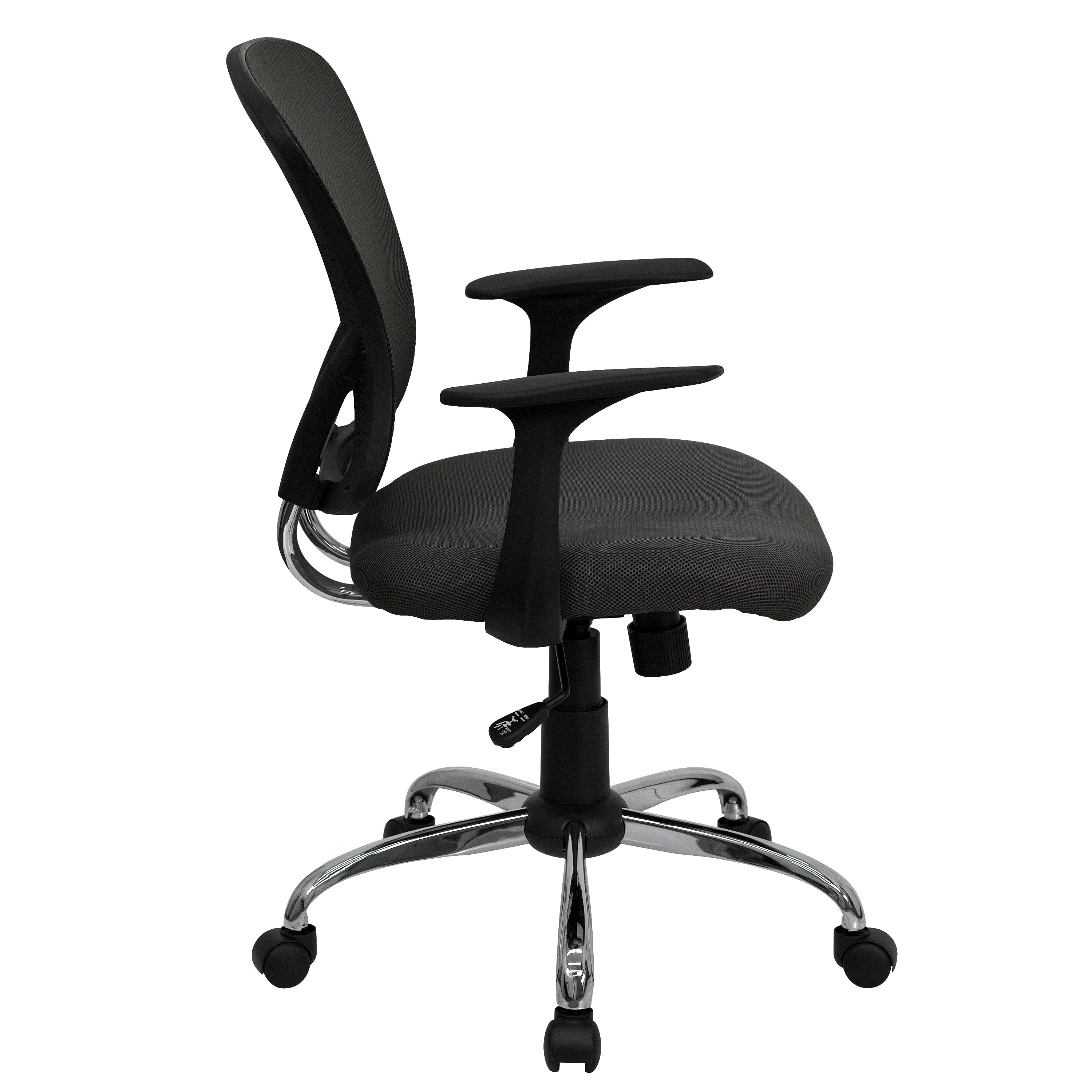 Alfred Mid-Back Dark Gray Mesh Swivel Task Office Chair with Chrome Base and Arms