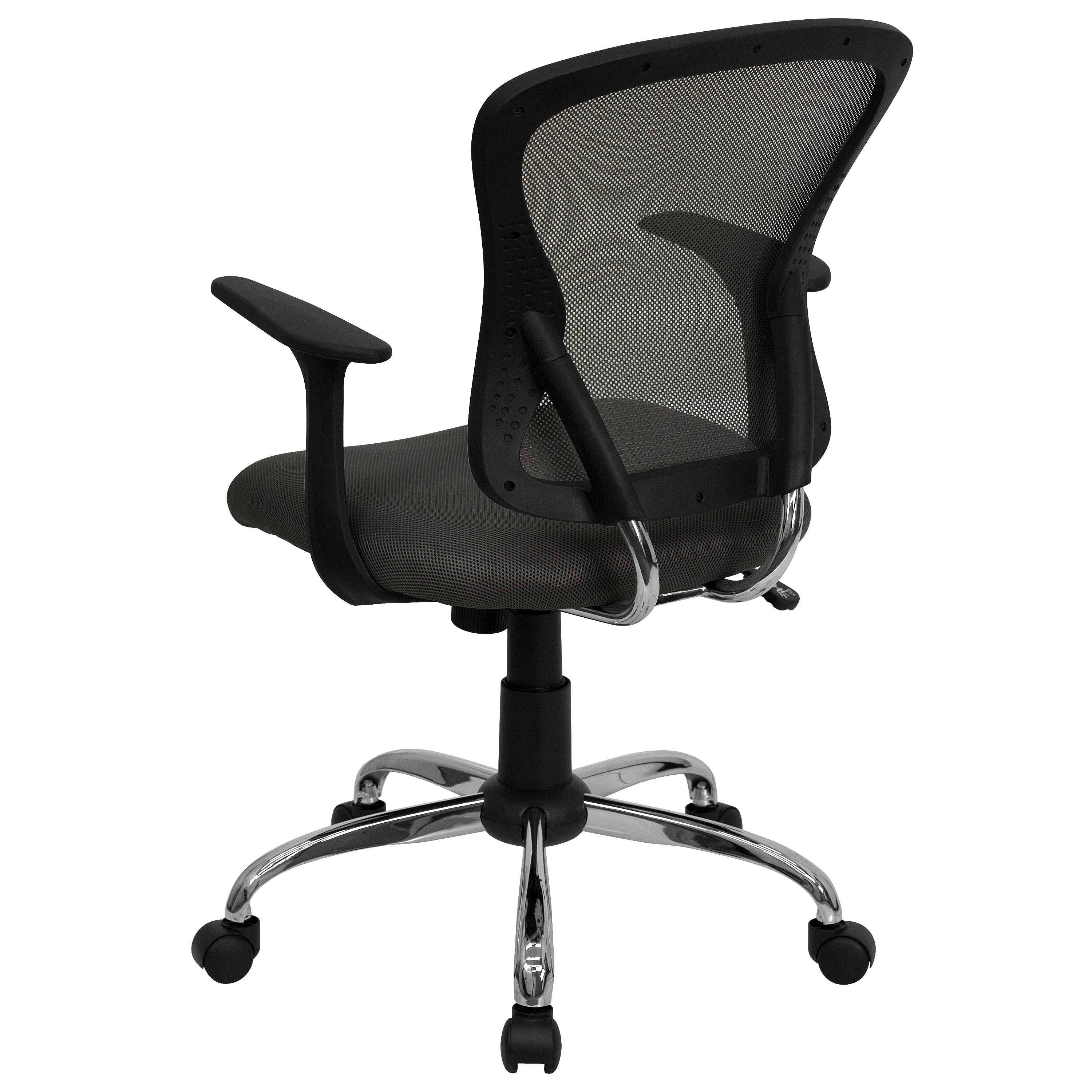 Alfred Mid-Back Dark Gray Mesh Swivel Task Office Chair with Chrome Base and Arms