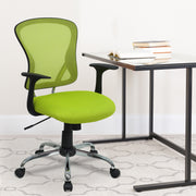 Alfred Mid-Back Green Mesh Swivel Task Office Chair with Chrome Base and Arms