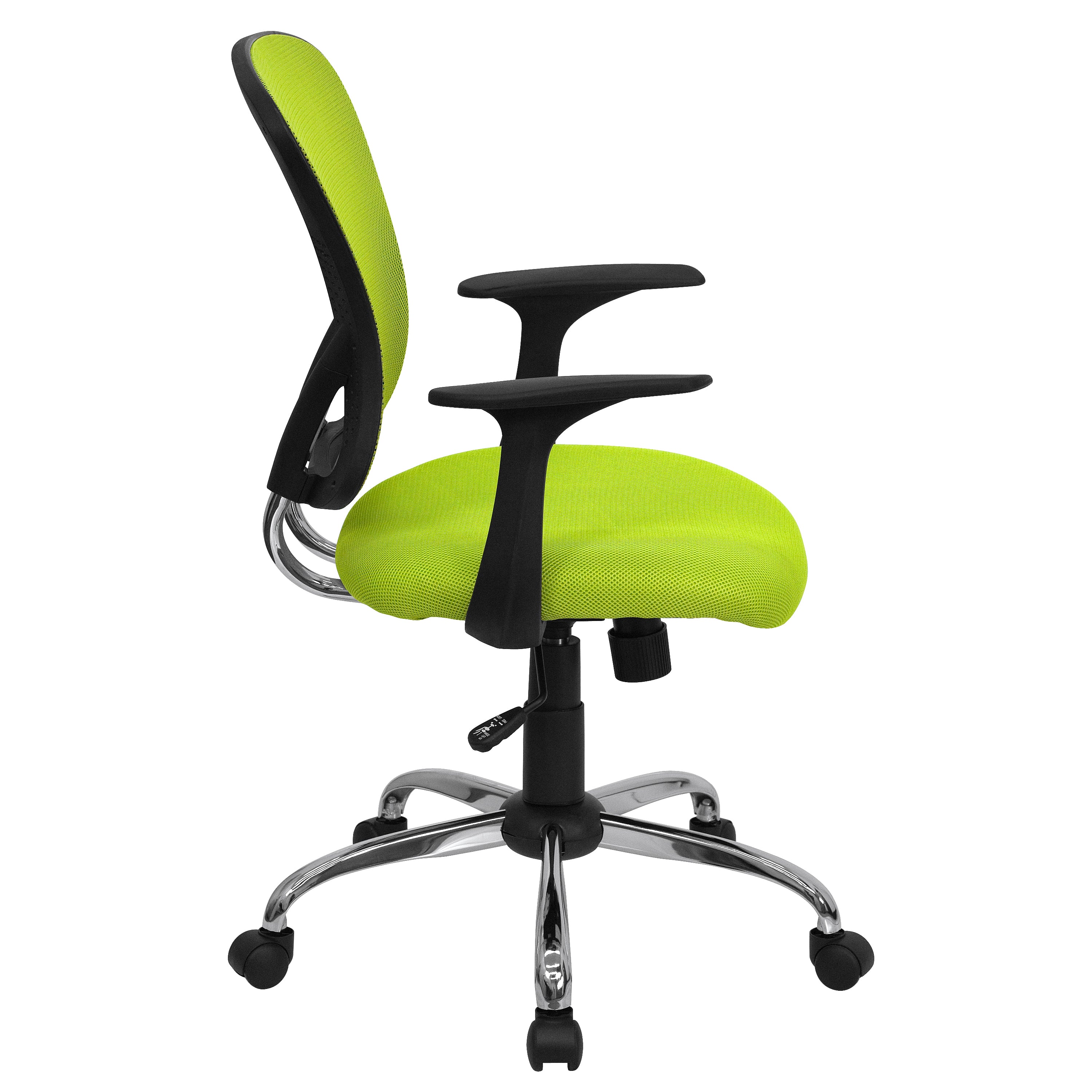 Alfred Mid-Back Green Mesh Swivel Task Office Chair with Chrome Base and Arms