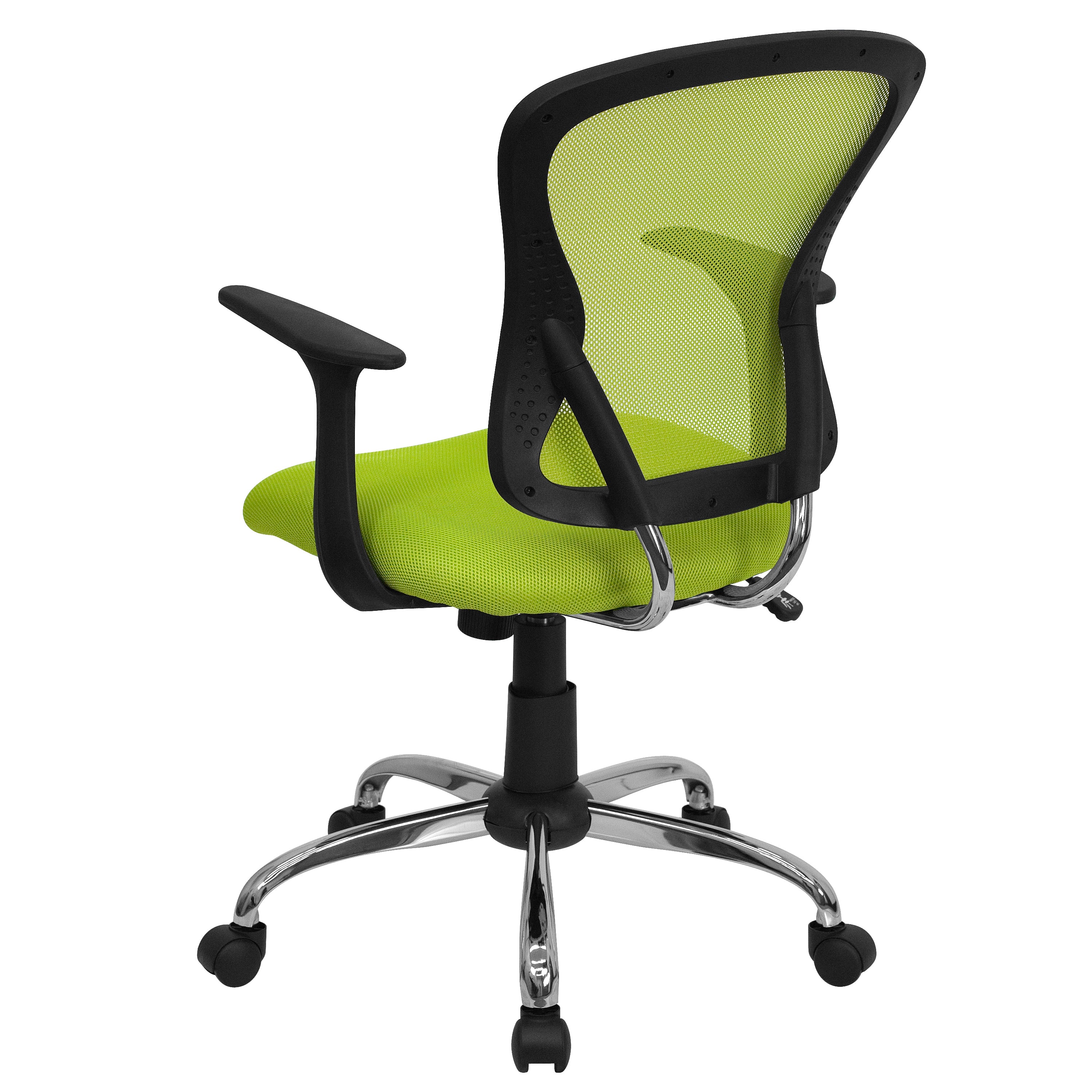 Alfred Mid-Back Green Mesh Swivel Task Office Chair with Chrome Base and Arms