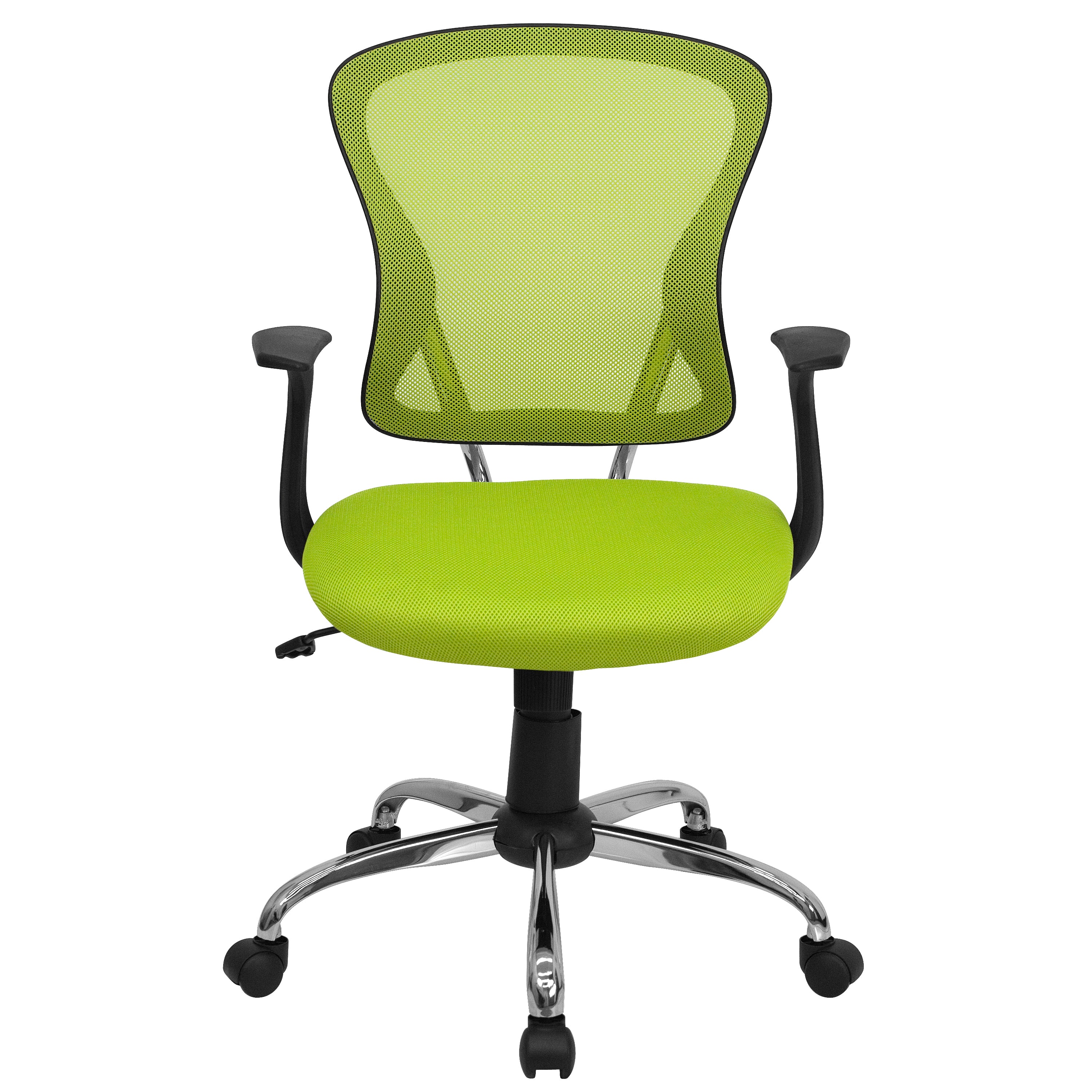 Alfred Mid-Back Green Mesh Swivel Task Office Chair with Chrome Base and Arms