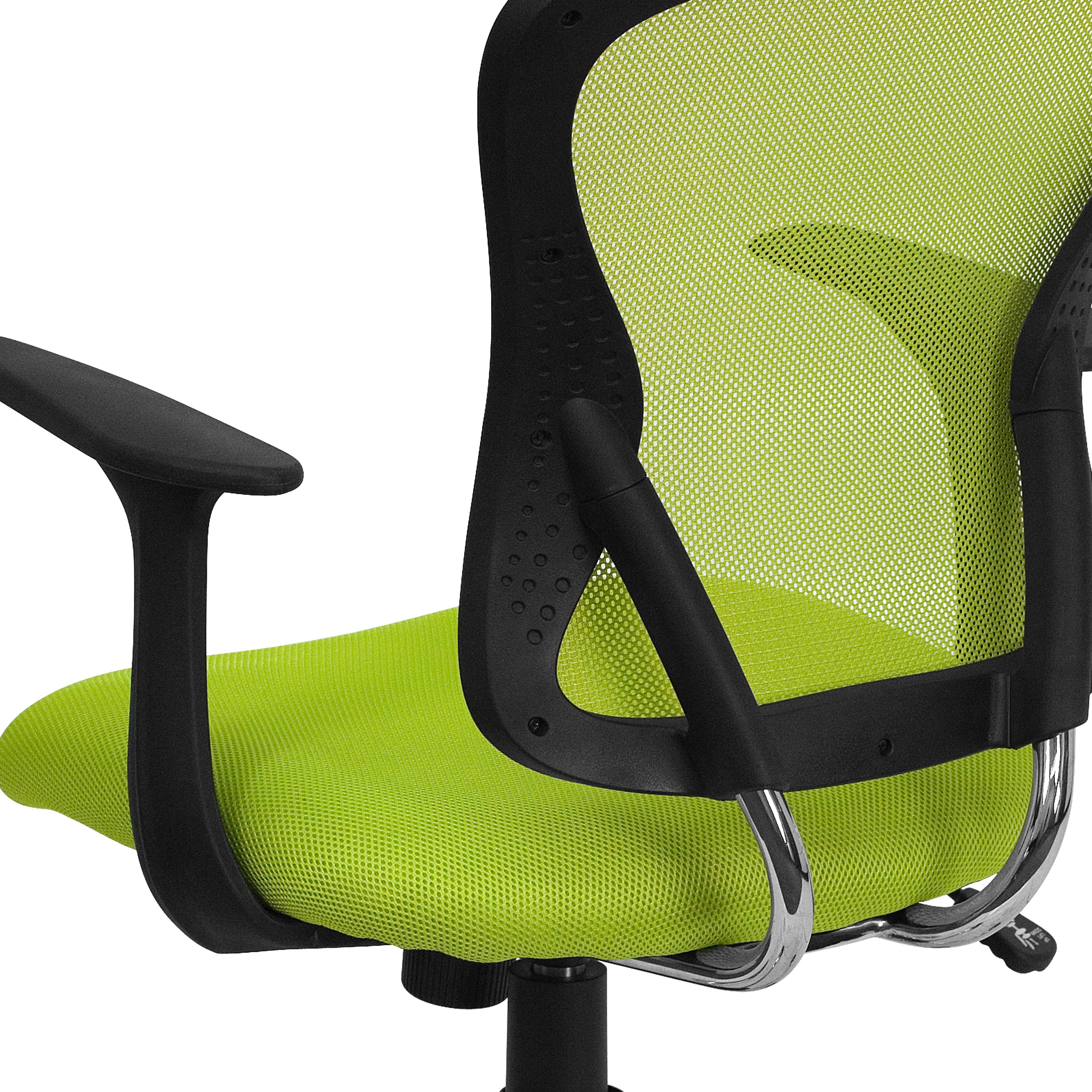 Alfred Mid-Back Green Mesh Swivel Task Office Chair with Chrome Base and Arms