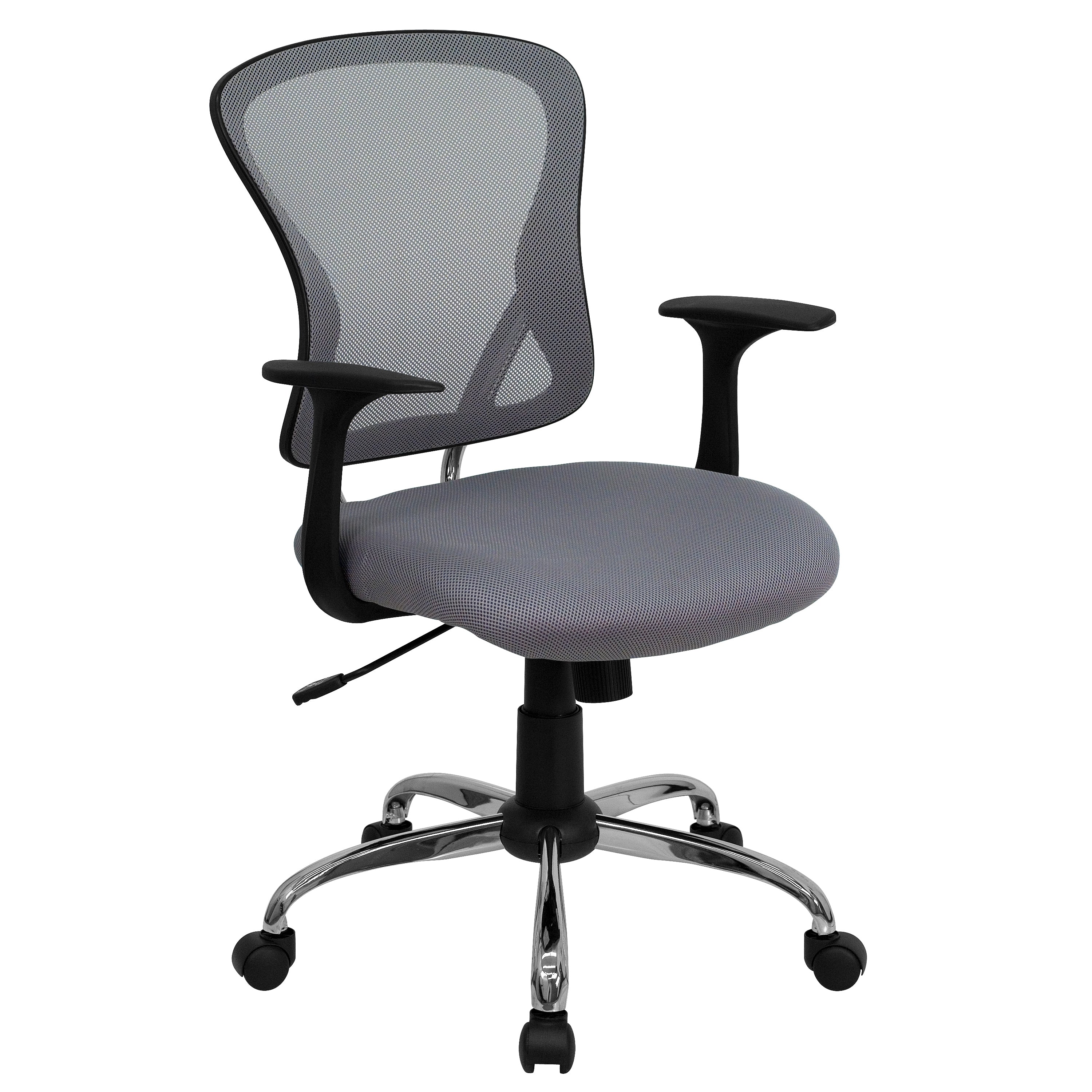 Alfred Mid-Back Gray Mesh Swivel Task Office Chair with Chrome Base and Arms
