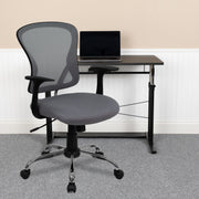 Alfred Mid-Back Gray Mesh Swivel Task Office Chair with Chrome Base and Arms