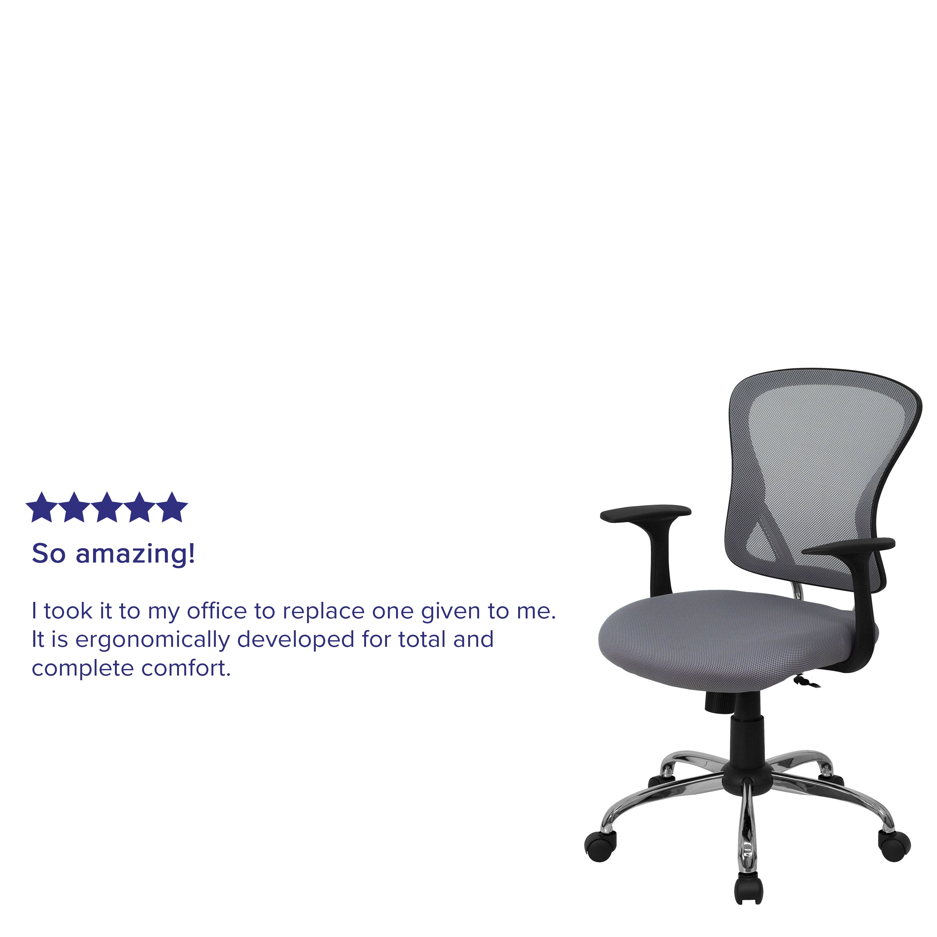 Alfred Mid-Back Gray Mesh Swivel Task Office Chair with Chrome Base and Arms