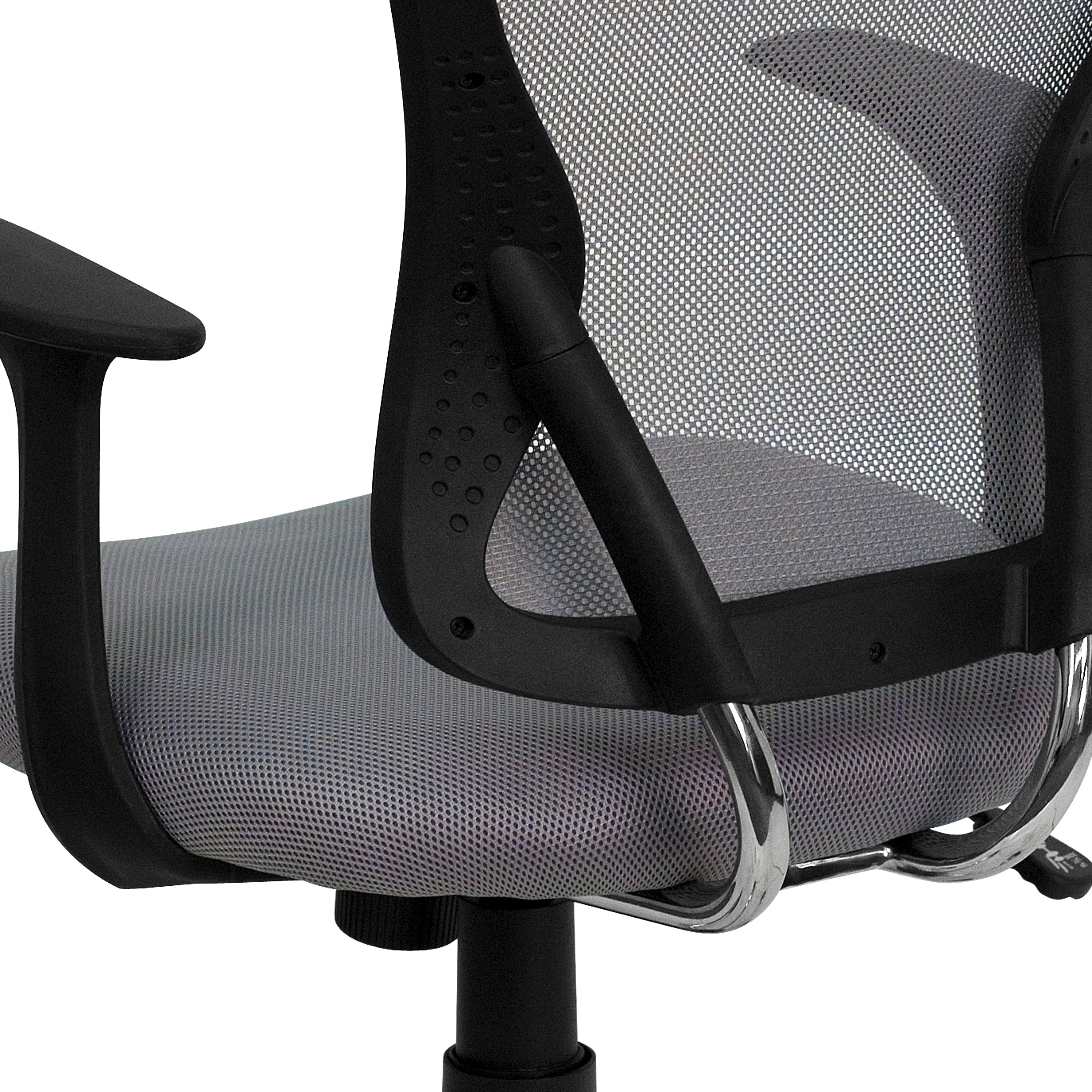 Alfred Mid-Back Gray Mesh Swivel Task Office Chair with Chrome Base and Arms
