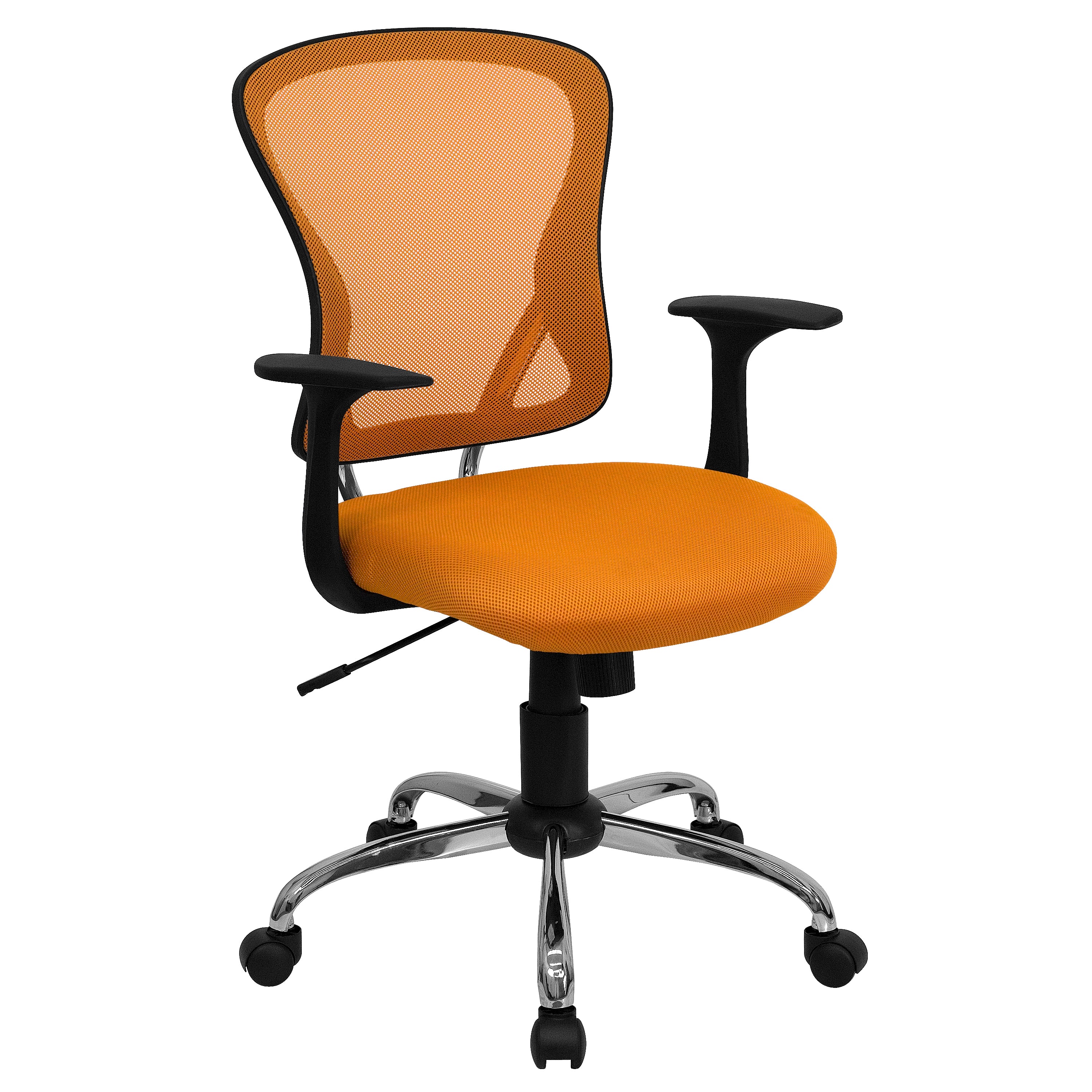 Alfred Mid-Back Orange Mesh Swivel Task Office Chair with Chrome Base and Arms
