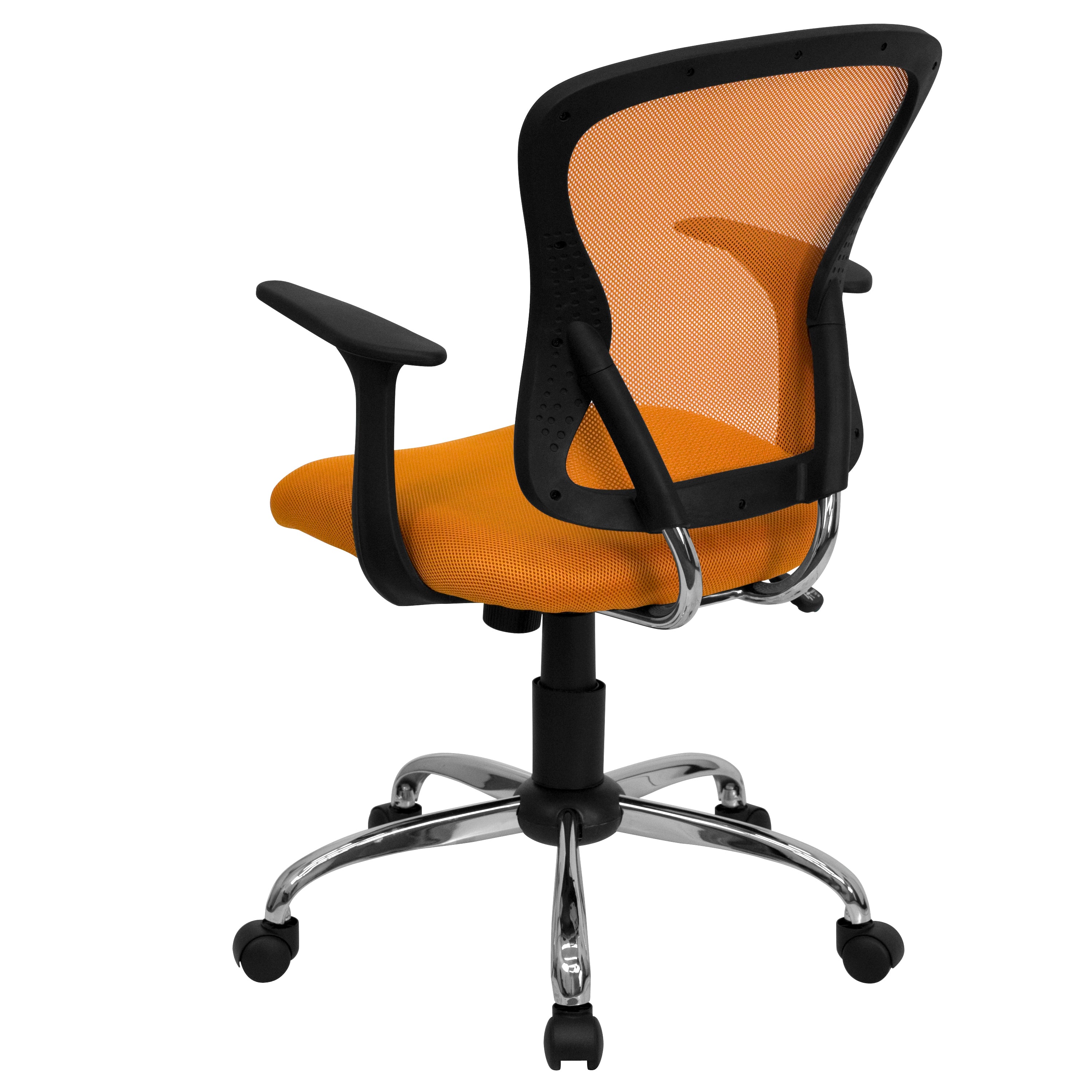 Alfred Mid-Back Orange Mesh Swivel Task Office Chair with Chrome Base and Arms