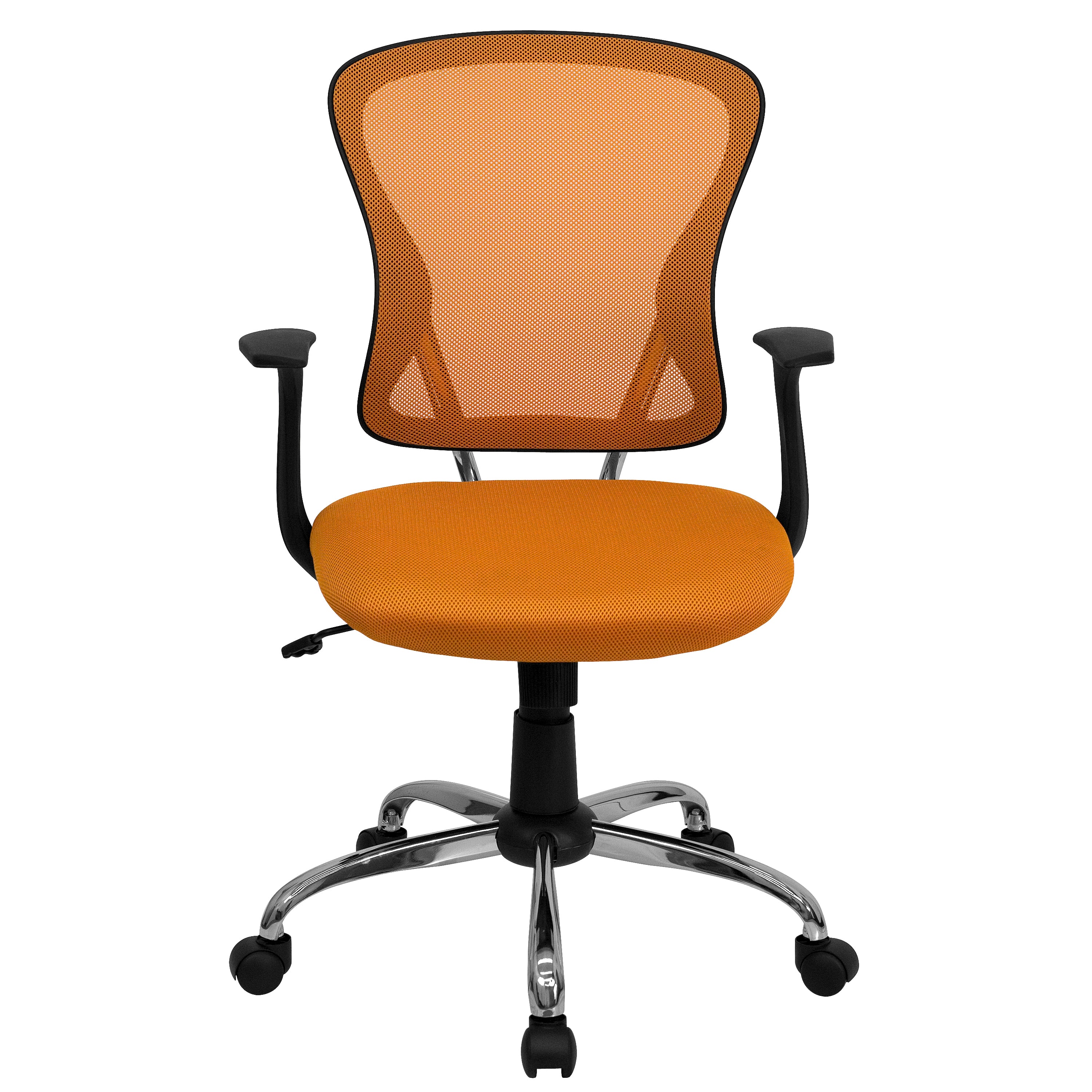 Alfred Mid-Back Orange Mesh Swivel Task Office Chair with Chrome Base and Arms