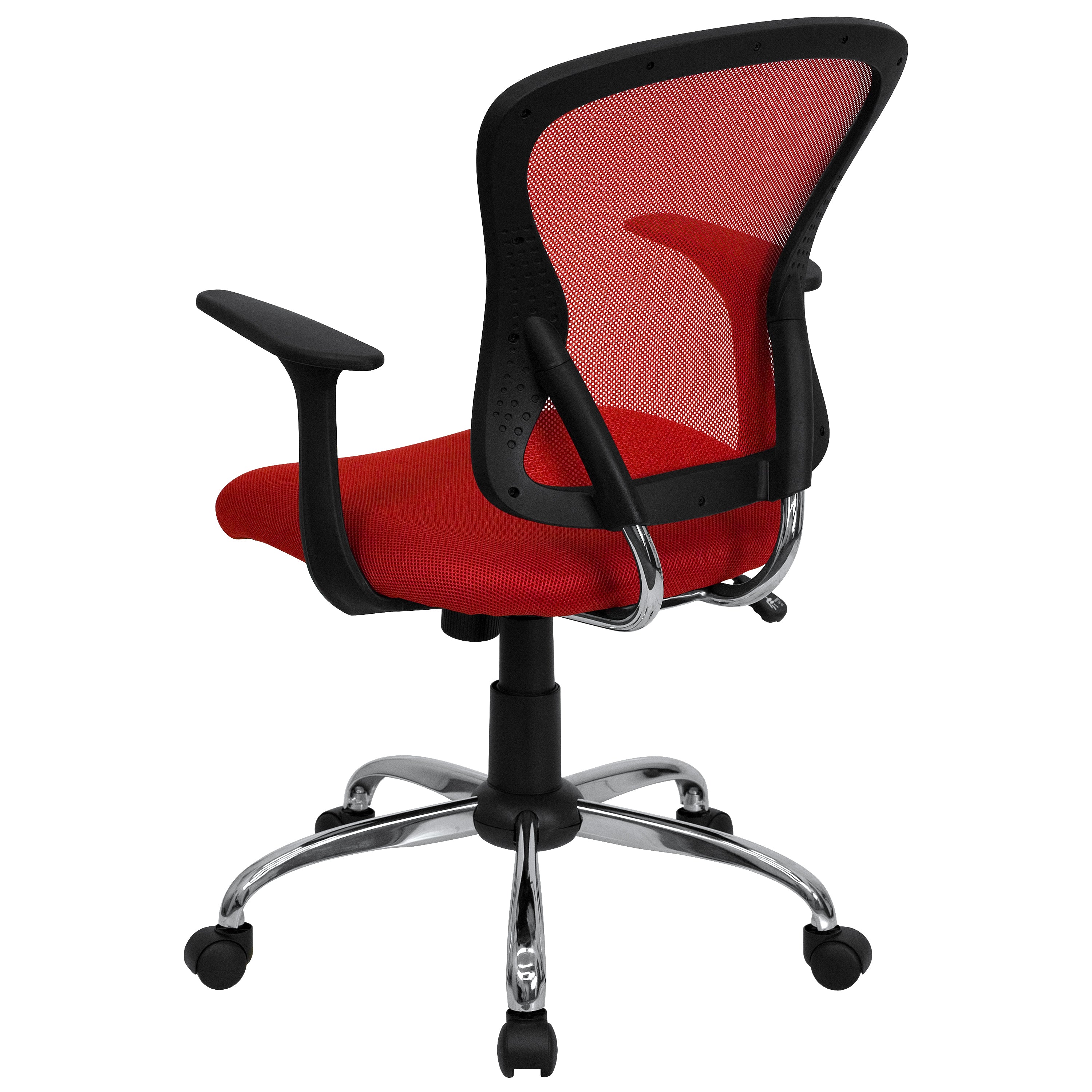Alfred Mid-Back Red Mesh Swivel Task Office Chair with Chrome Base and Arms