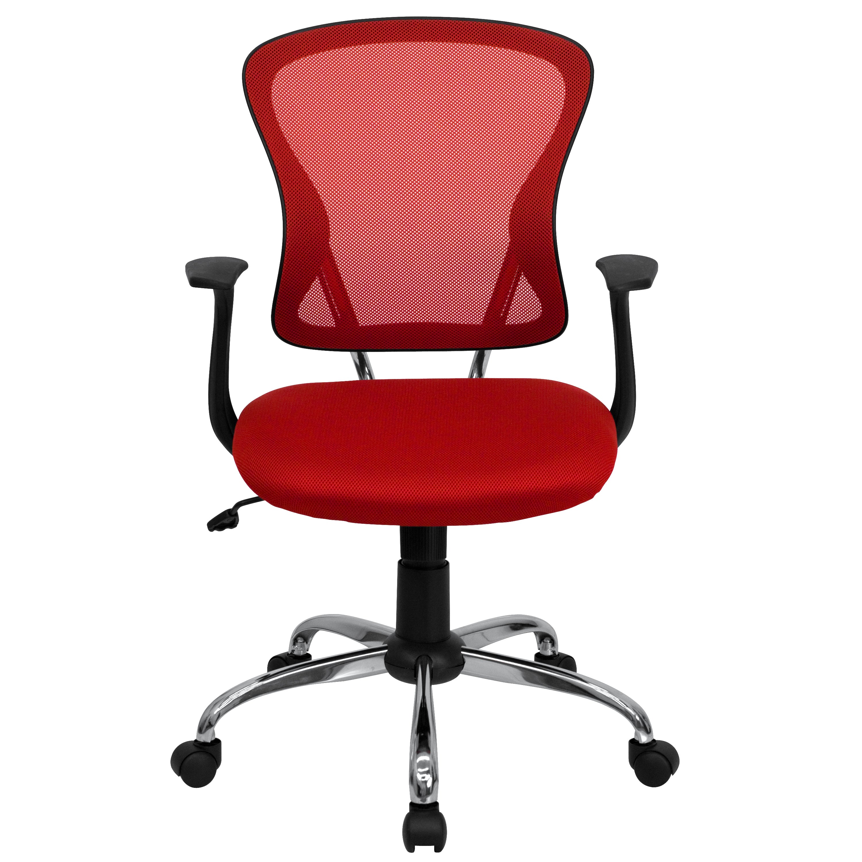 Alfred Mid-Back Red Mesh Swivel Task Office Chair with Chrome Base and Arms