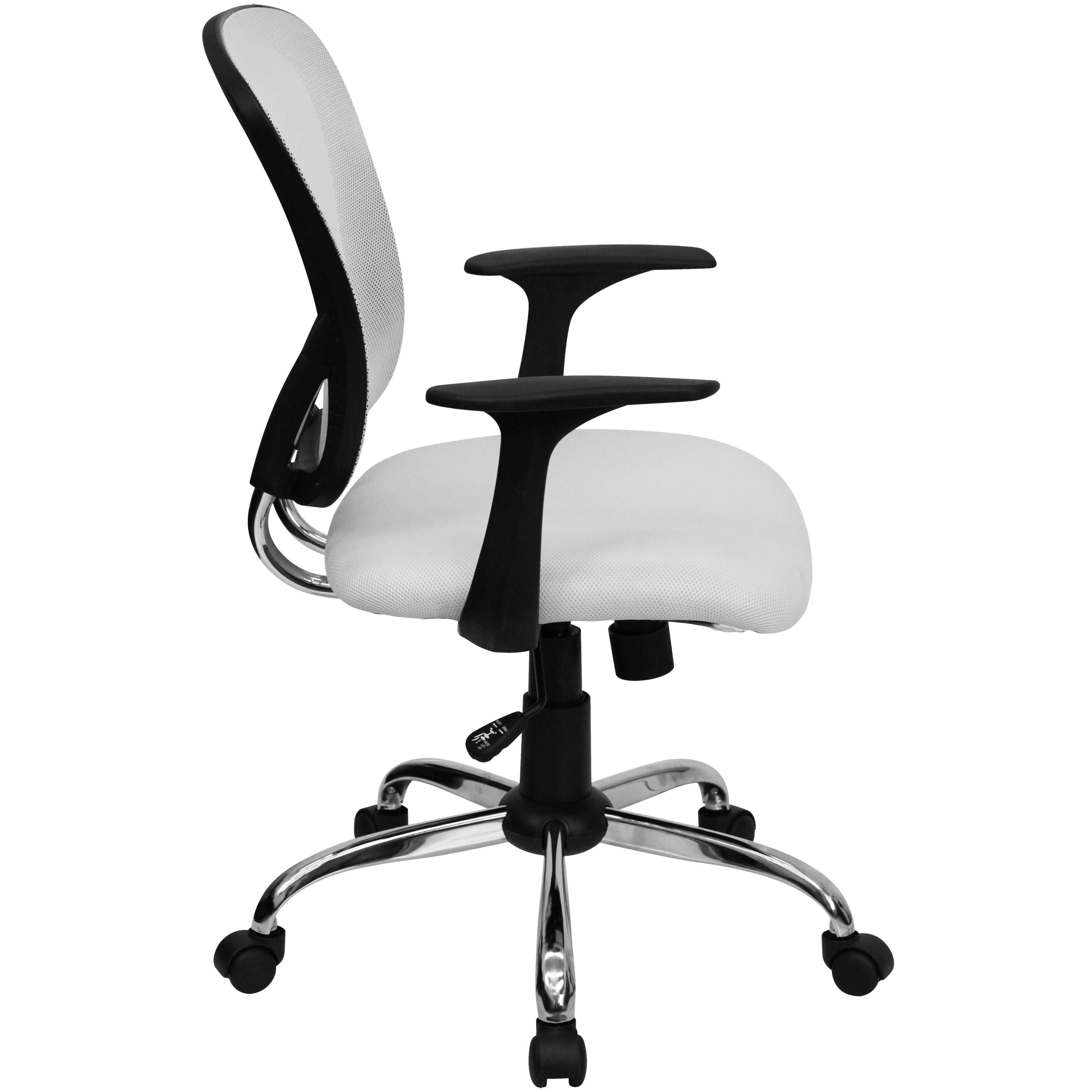 Alfred Mid-Back White Mesh Swivel Task Office Chair with Chrome Base and Arms
