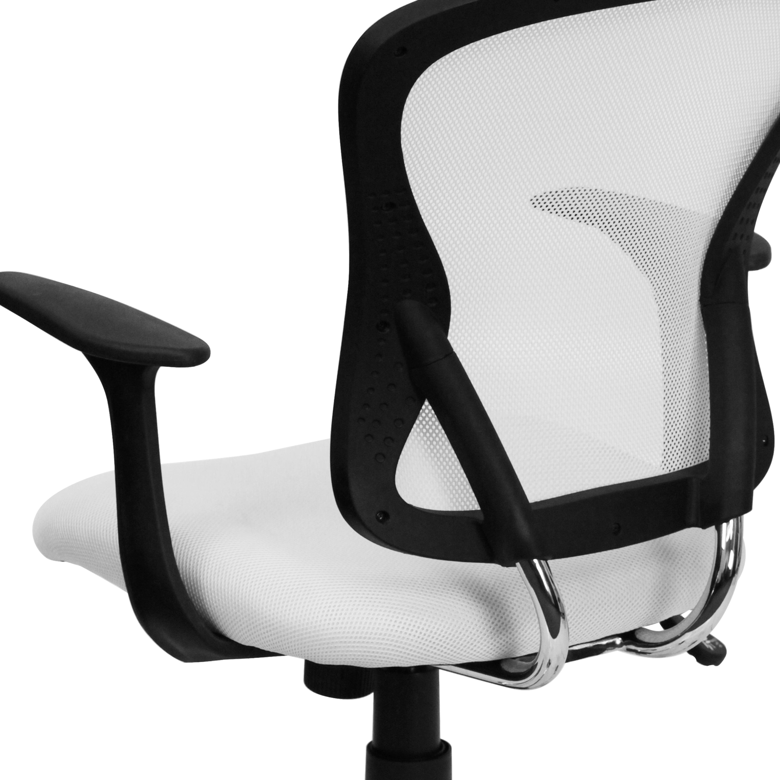 Alfred Mid-Back White Mesh Swivel Task Office Chair with Chrome Base and Arms