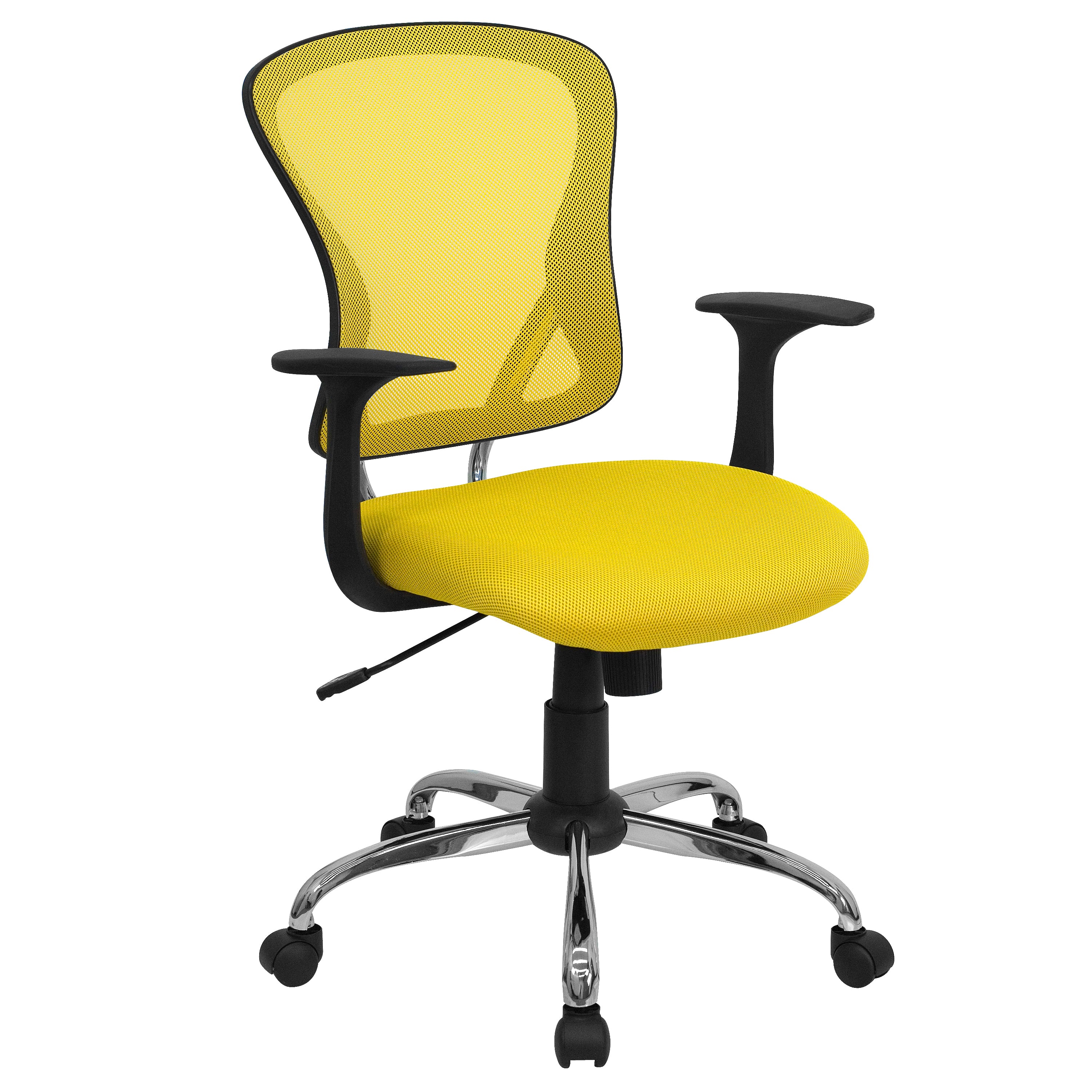 Alfred Mid-Back Yellow Mesh Swivel Task Office Chair with Chrome Base and Arms