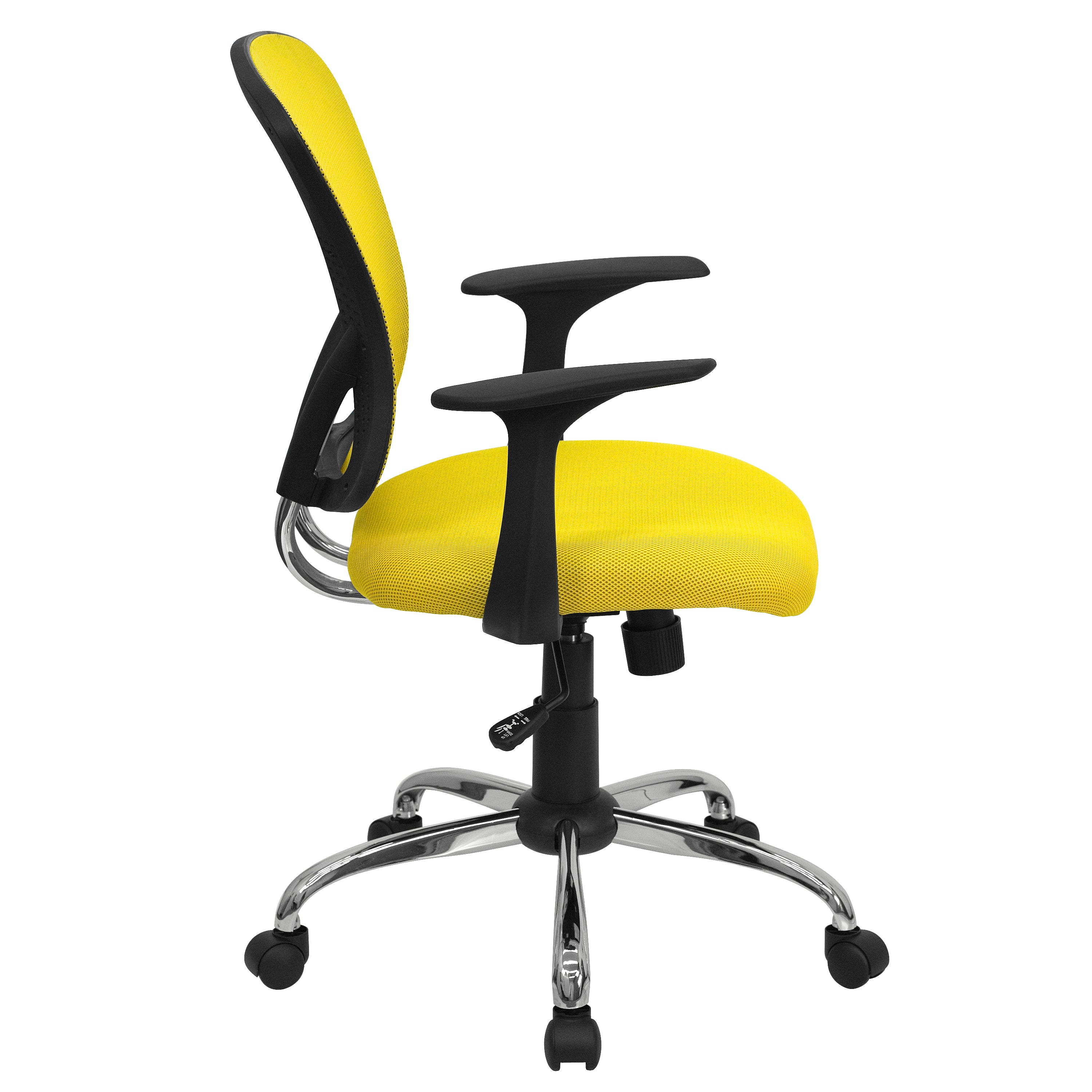 Alfred Mid-Back Yellow Mesh Swivel Task Office Chair with Chrome Base and Arms