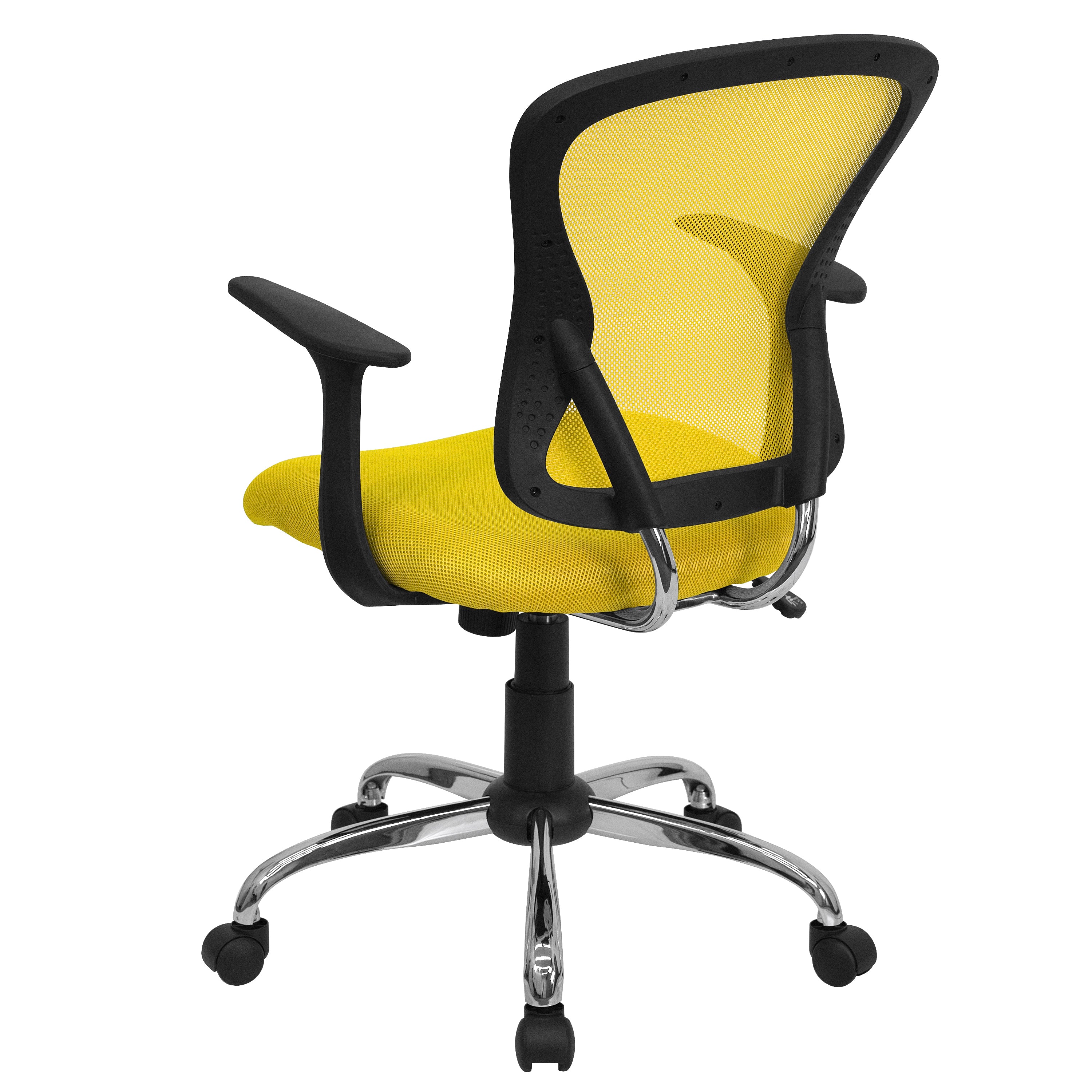 Alfred Mid-Back Yellow Mesh Swivel Task Office Chair with Chrome Base and Arms