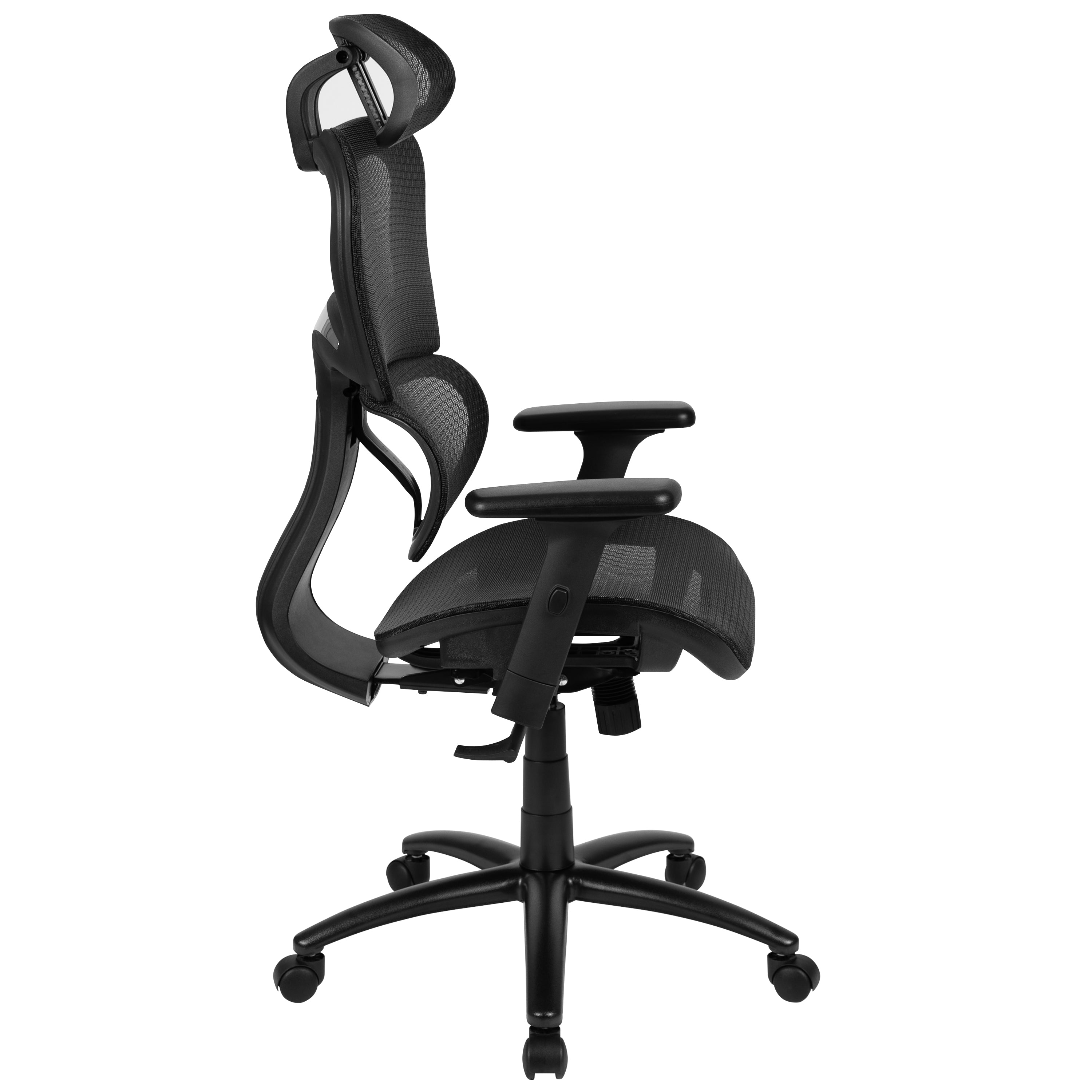 LO Ergonomic Mesh Office Chair with 2-to-1 Synchro-Tilt, Adjustable Headrest, Lumbar Support, and Adjustable Pivot Arms in Black